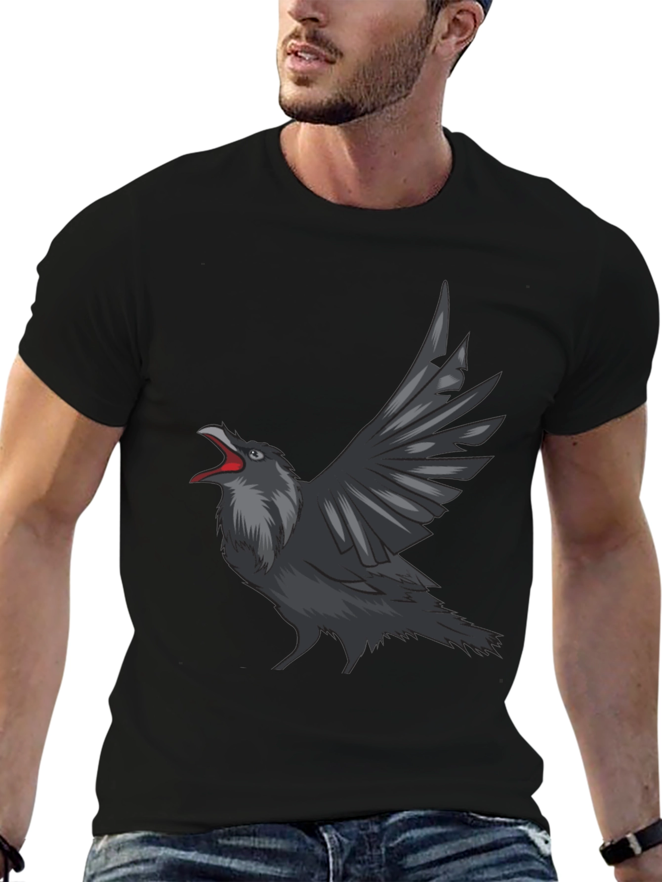 Black Raven Graphic Tee - Men's Black T-Shirt view 6