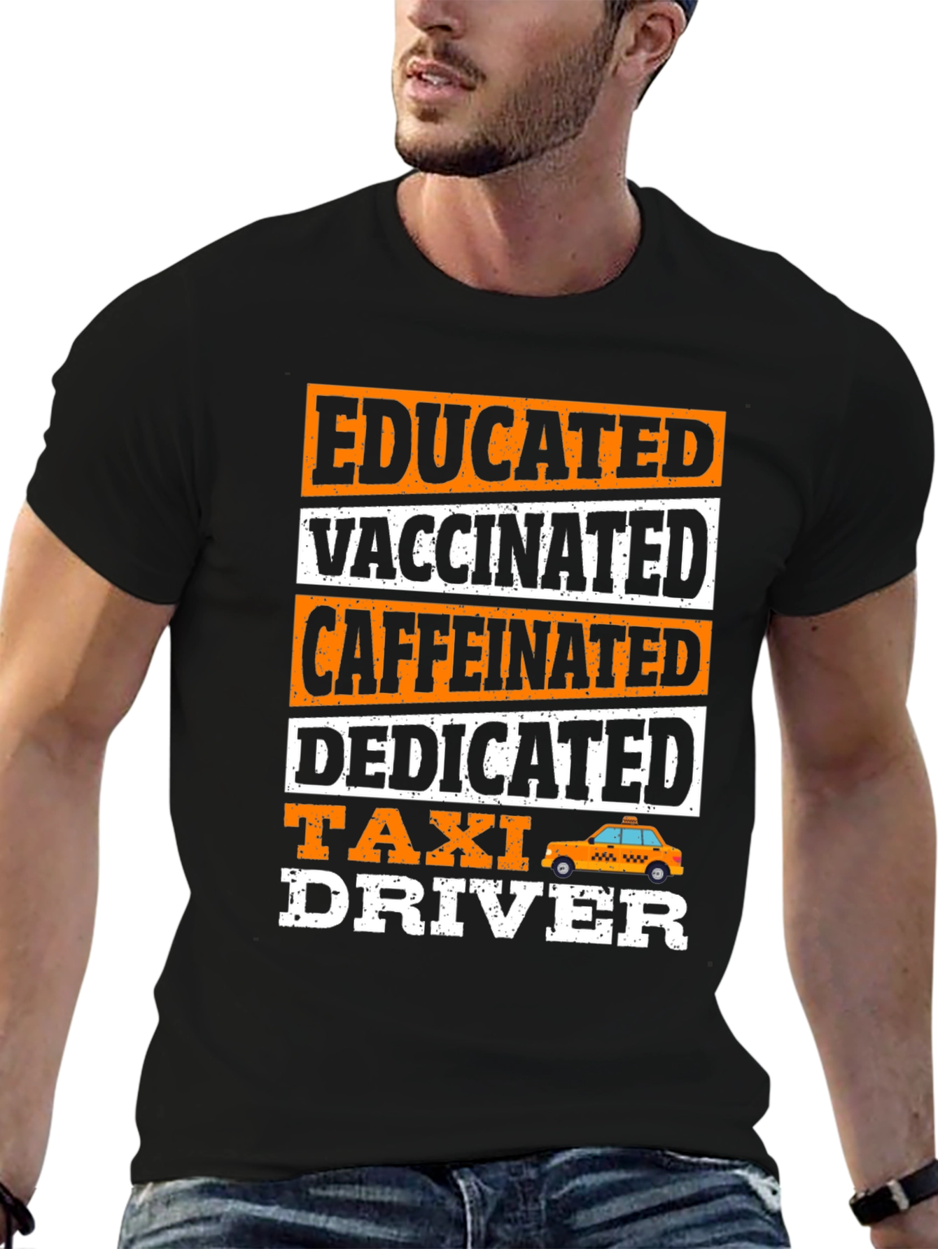 Black Educated Vaccinated Taxi Driver T-Shirt view 6