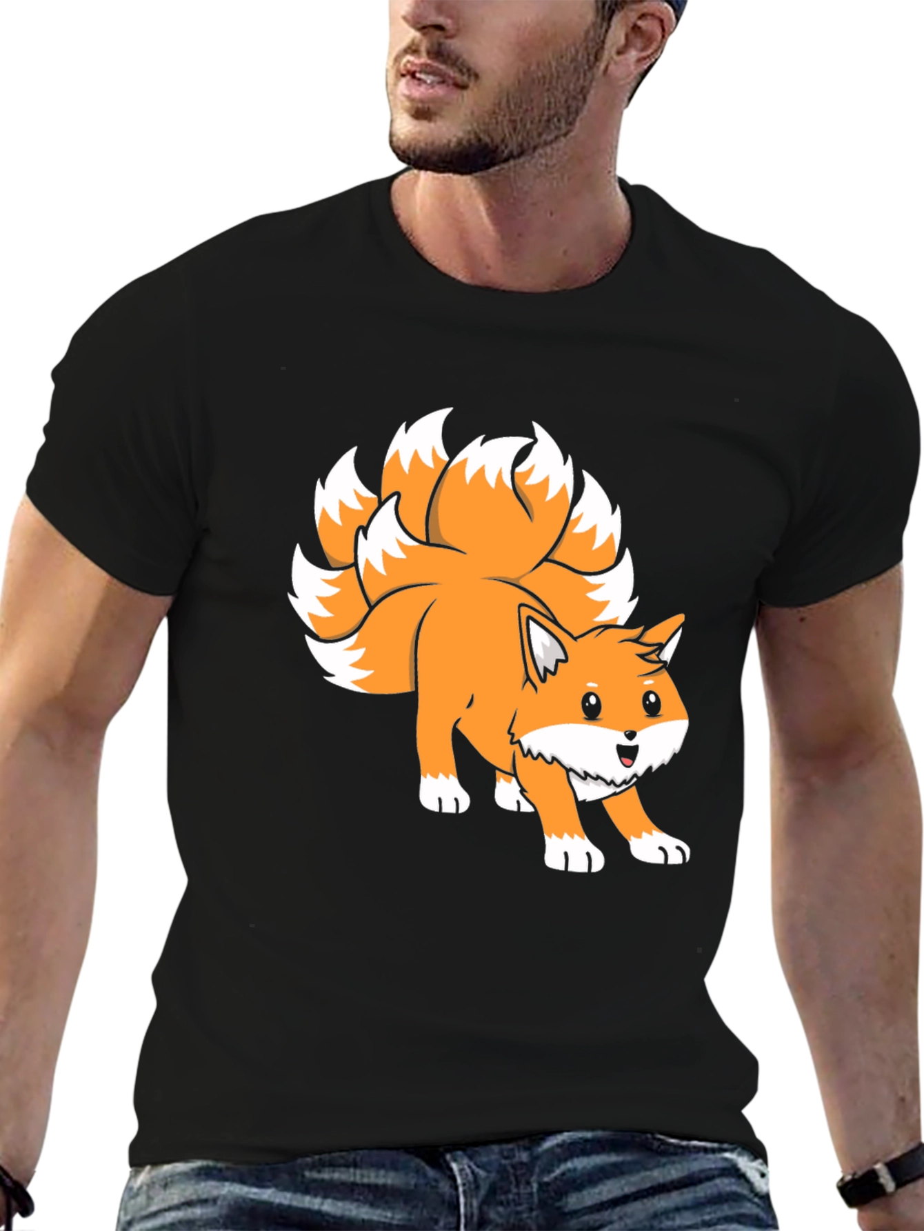 Black Nine-Tailed Fox Graphic Tee view 6