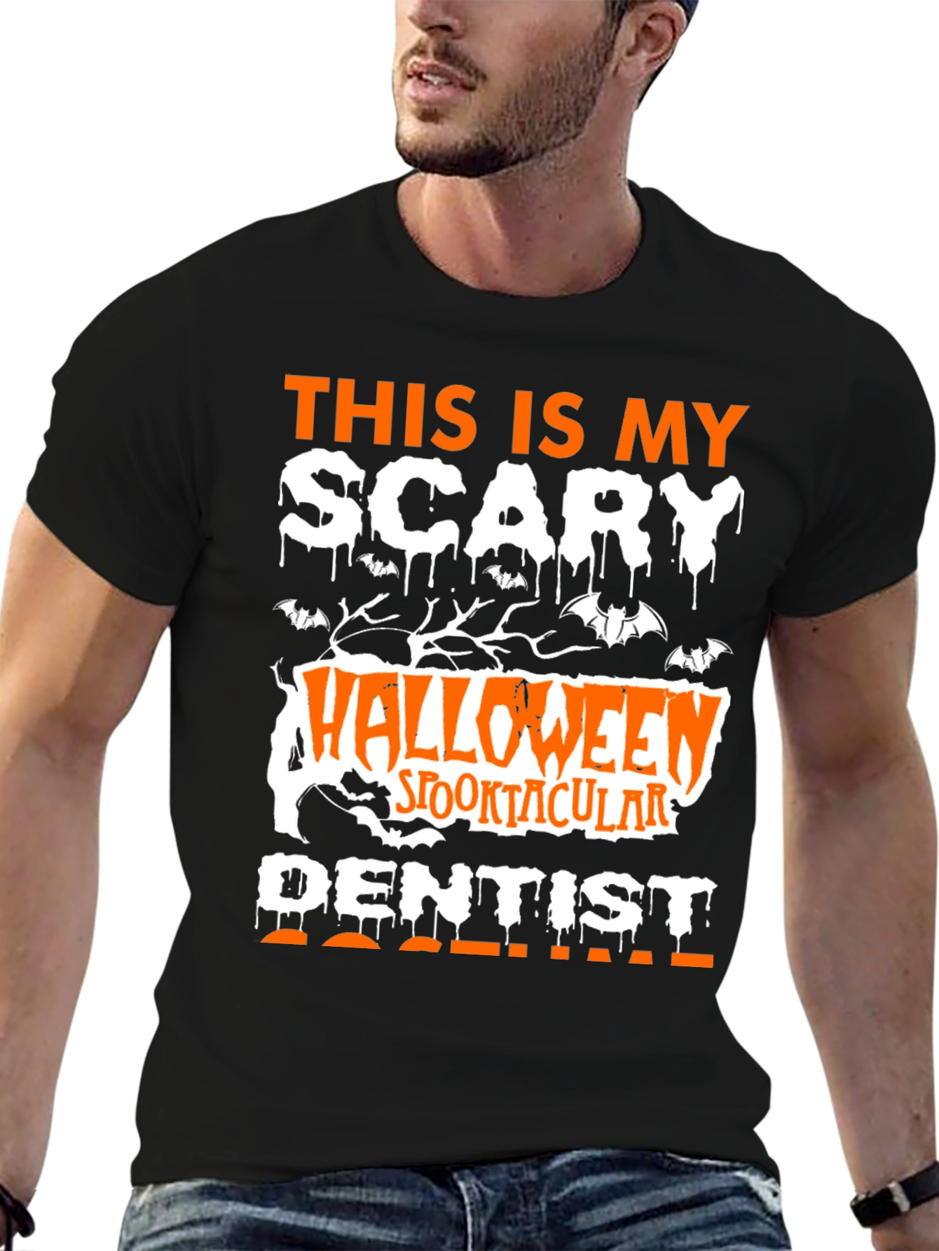 Black Scary Halloween Dentist T-Shirt - Spooktacular! view 6
