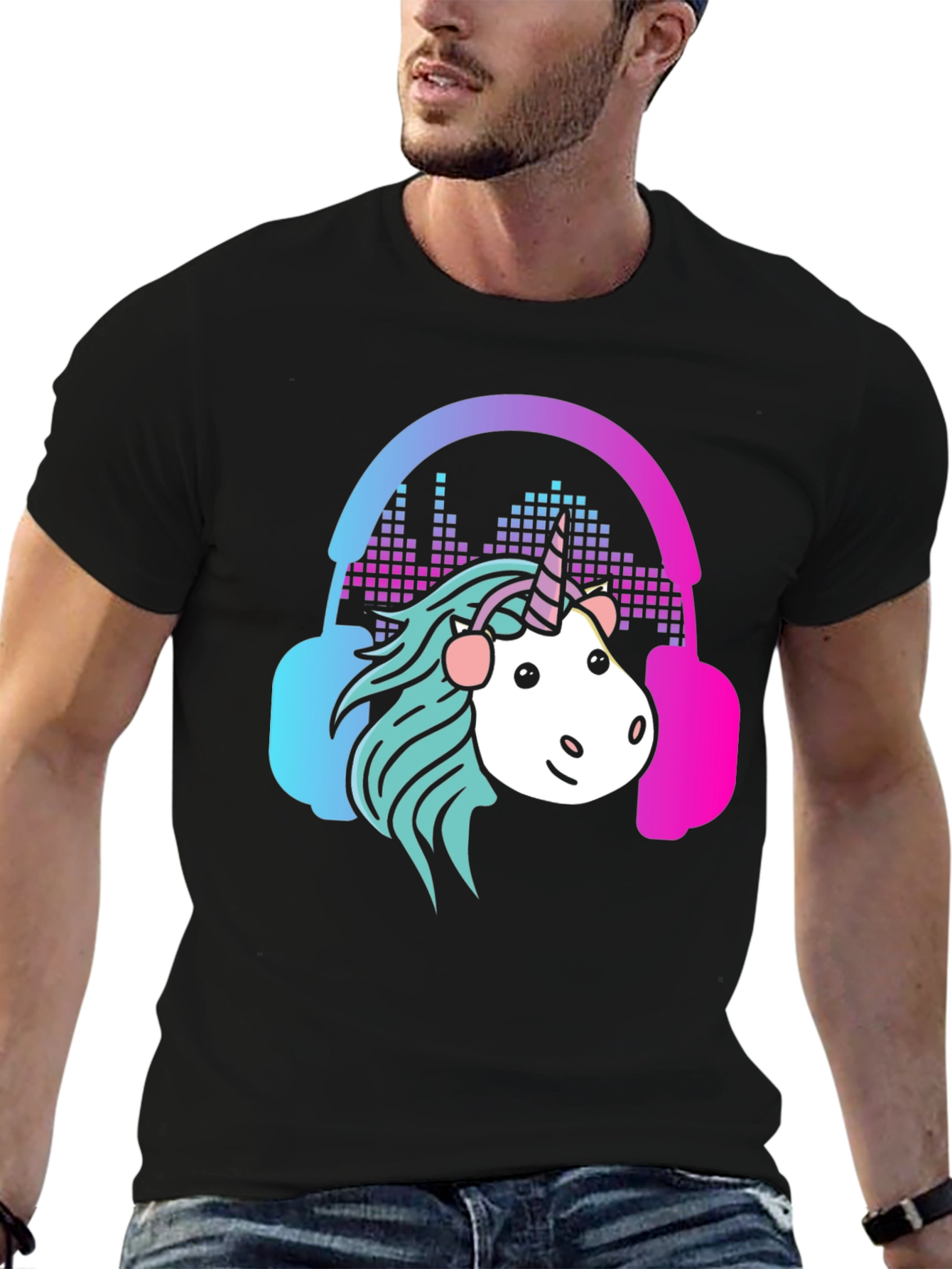 Black Unicorn DJ Graphic Tee - Cool Comfort view 6