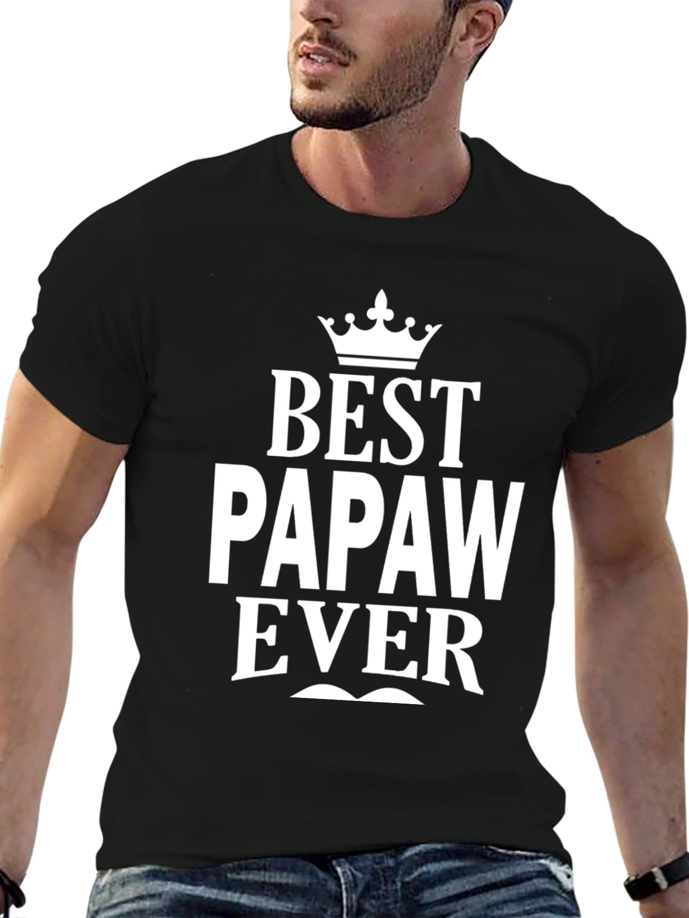 Black Best Papaw Ever Black Graphic T-Shirt view 6