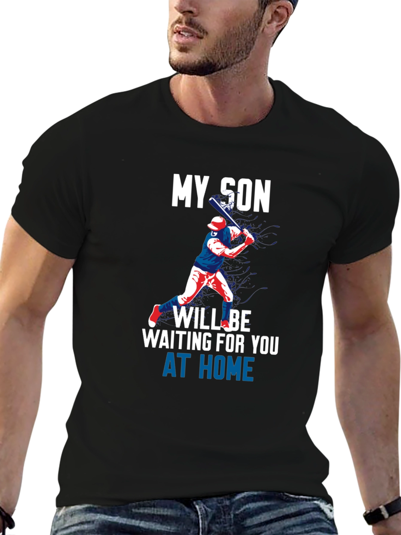 Black My Son Will Be Waiting at Home T-Shirt view 6