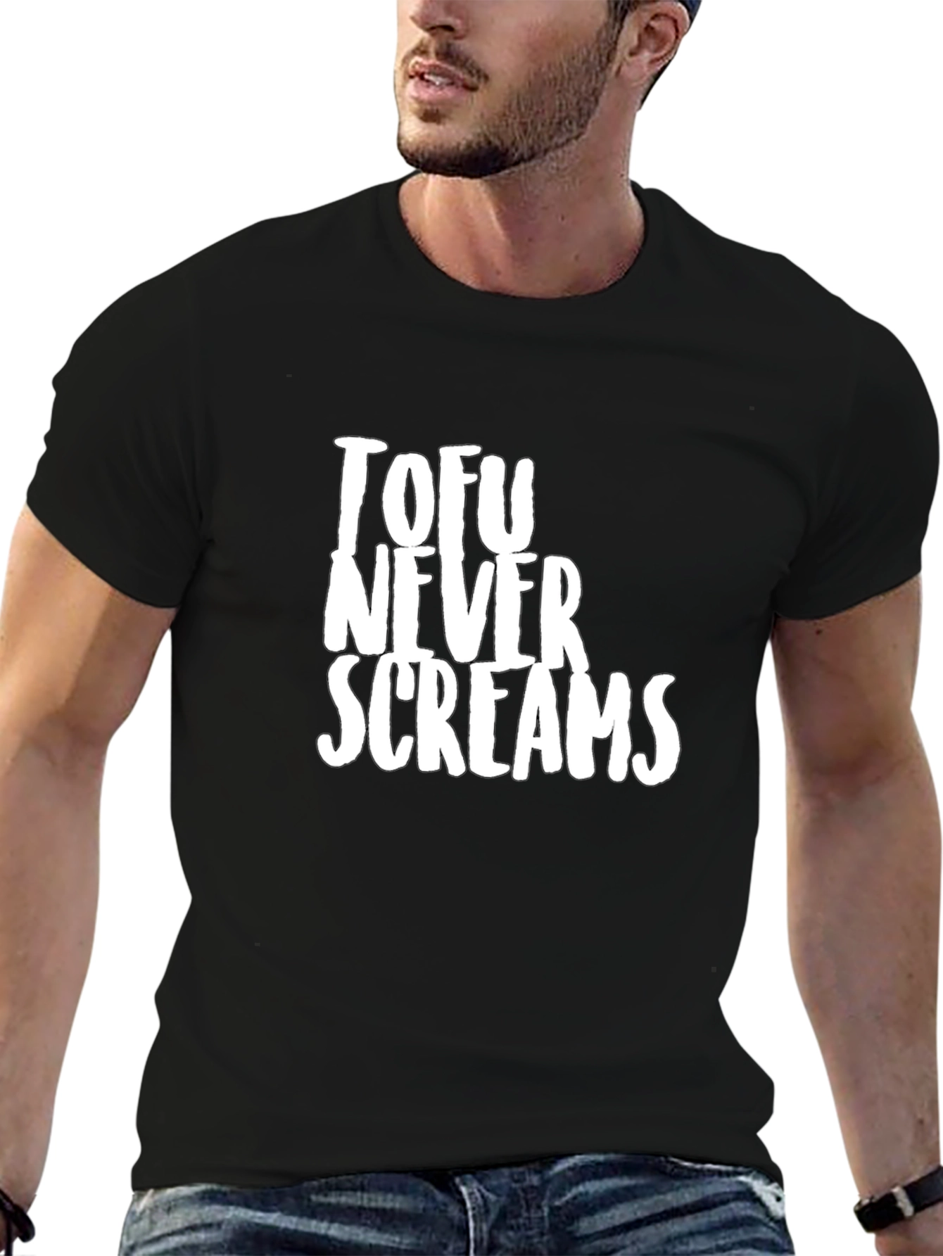 Black Tofu Never Screams Graphic T-Shirt view 6