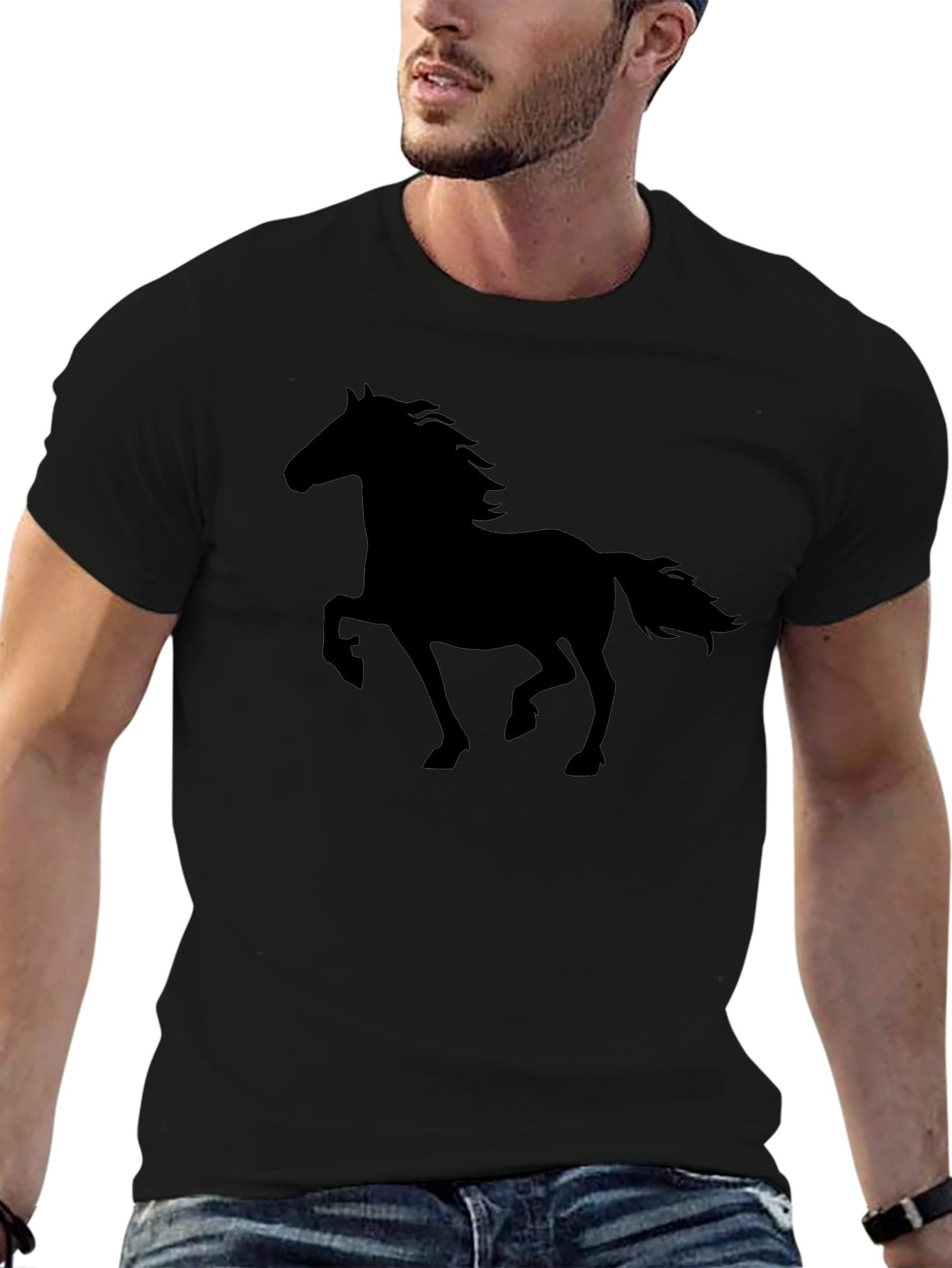 Black Horse Silhouette Graphic T-Shirt view 6