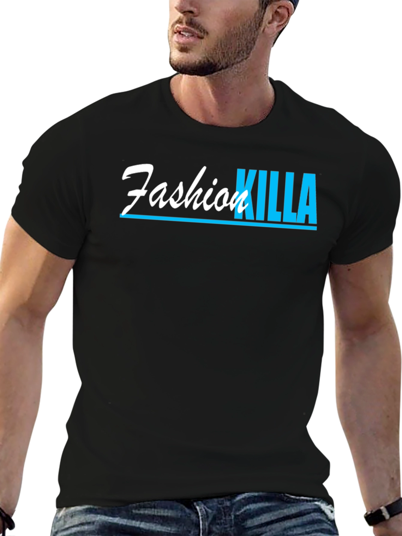 Black Fashion Killa Graphic Tee - Black Cotton T-Shirt view 6