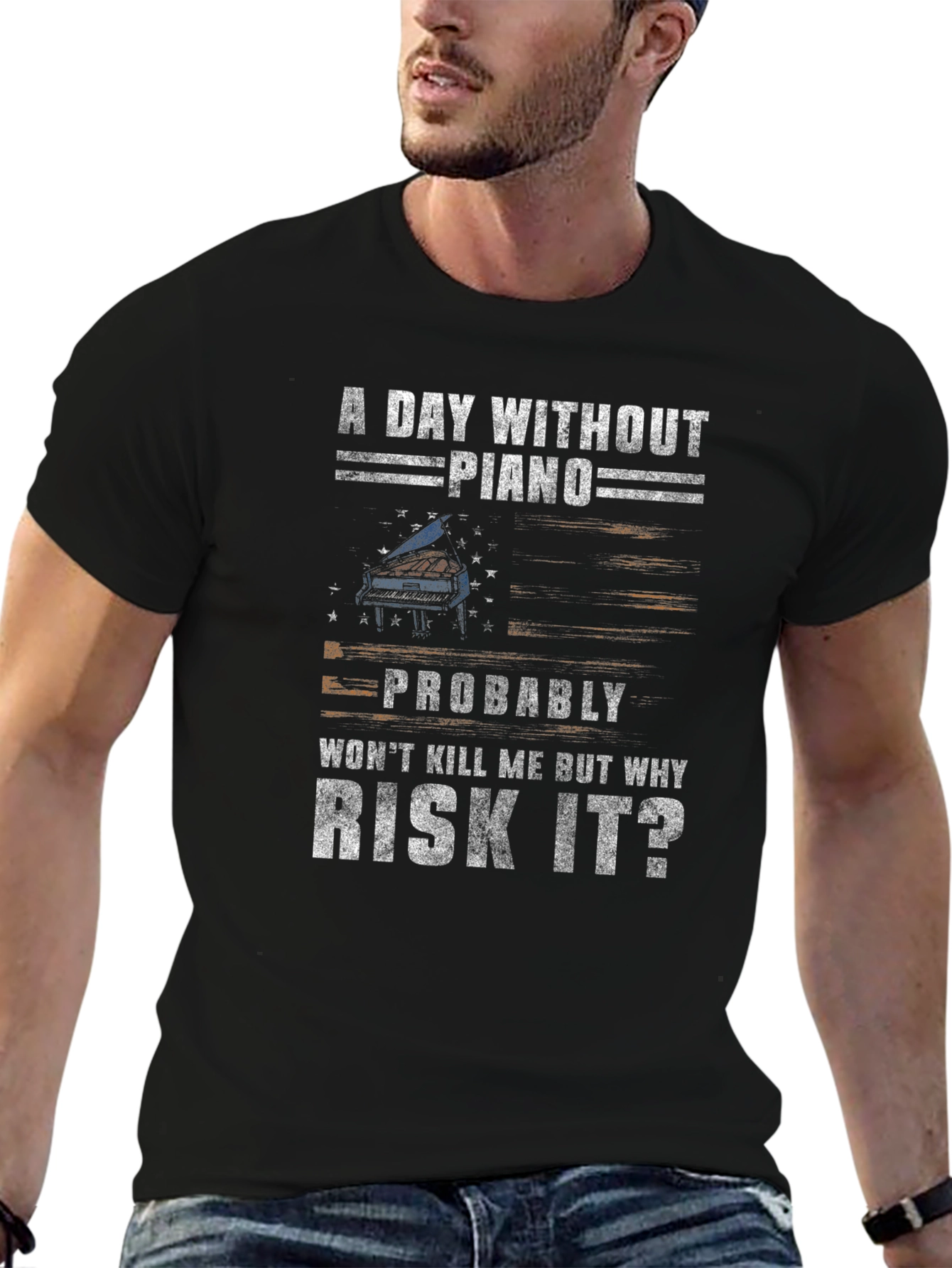 Black A Day Without Piano T-Shirt view 6