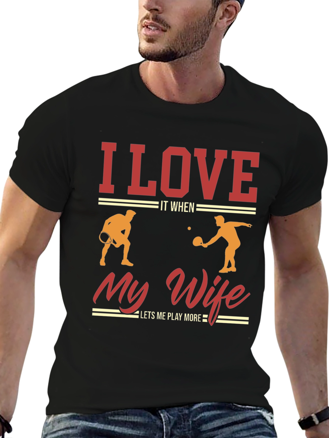 Black I Love It When My Wife Lets Me Play More Pickleball T-Shirt view 6