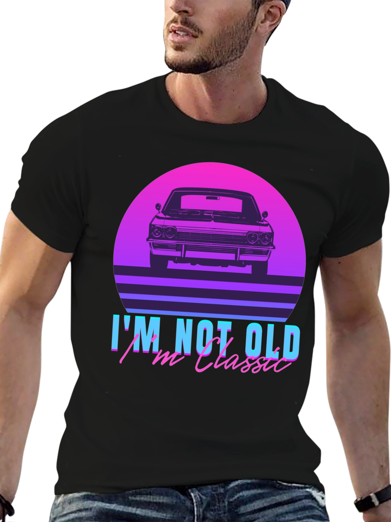 Black Classic Car Retro T-Shirt - I'm Not Old, I'm Classic view 6