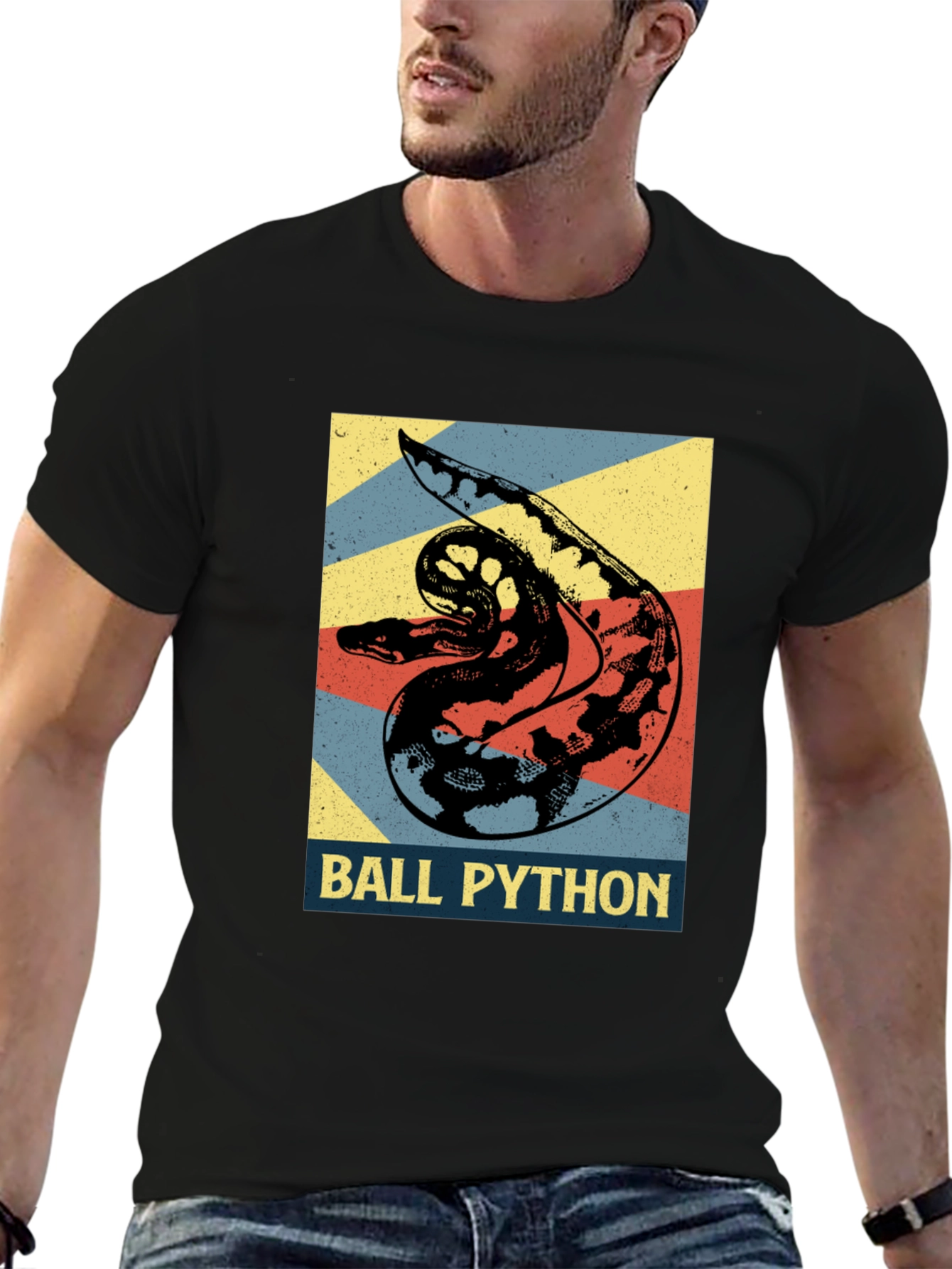 Black Ball Python Graphic T-Shirt - Reptile Lover Tee view 6