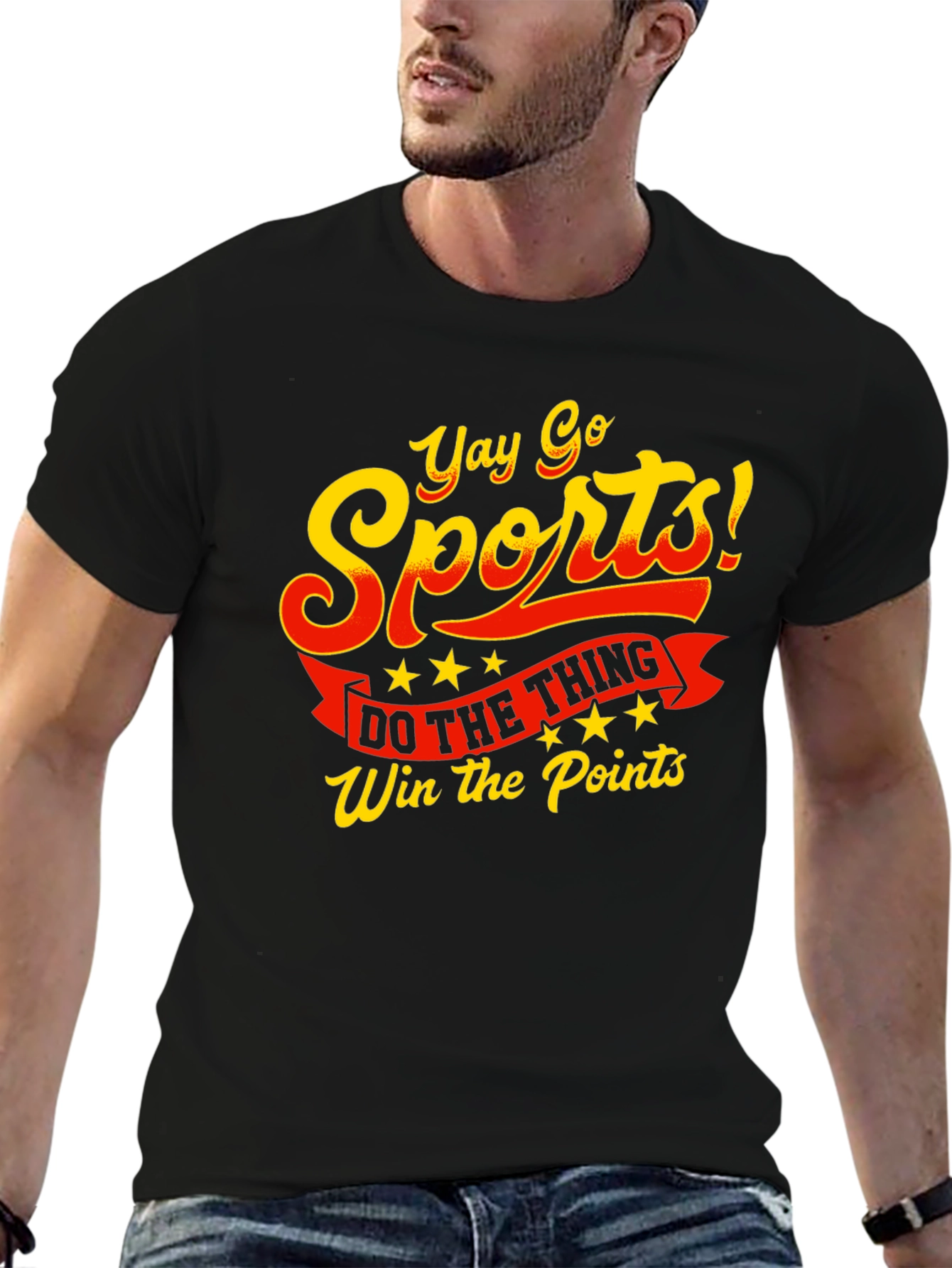 Black Yay Go Sports! T-Shirt - Win the Points Funny Tee view 6