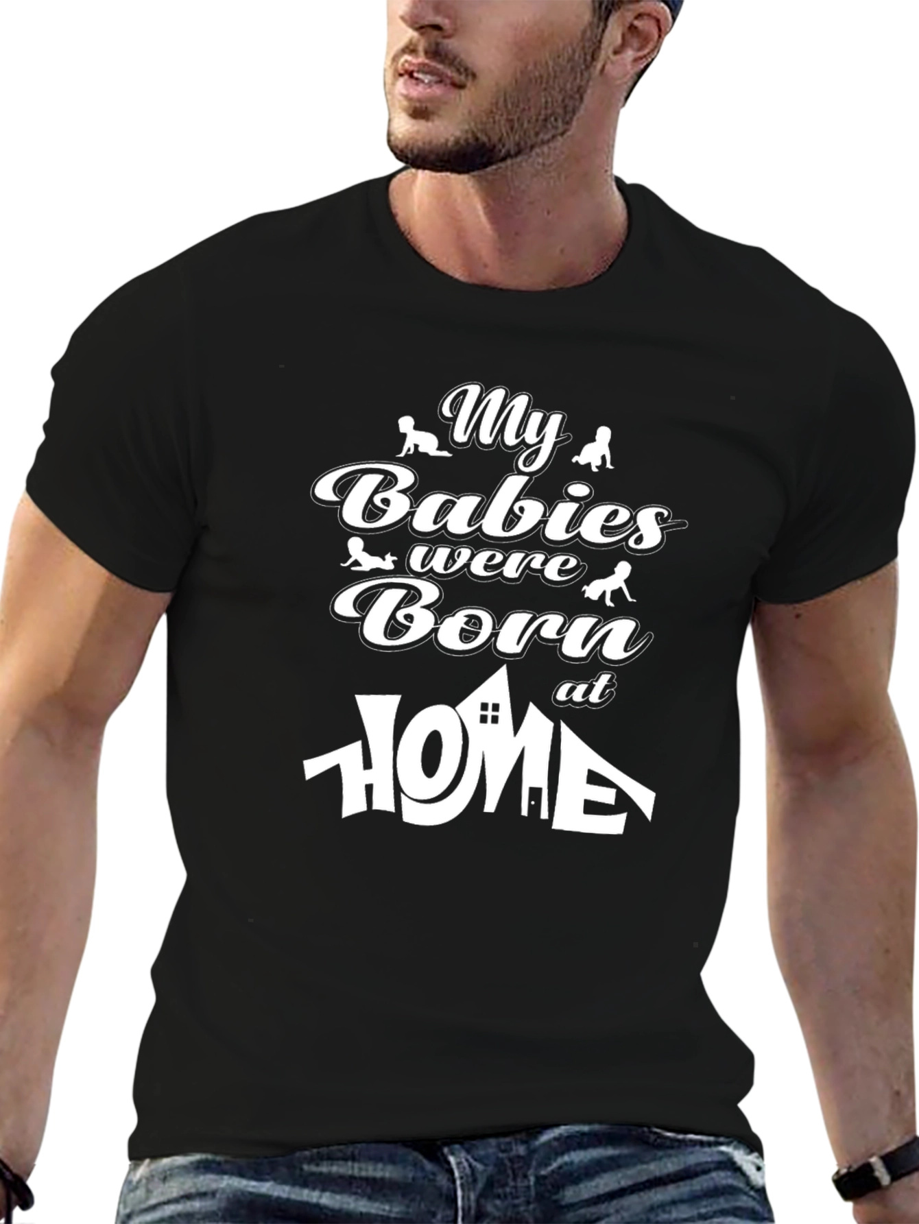 Black My Babies Were Born At Home - Novelty T-Shirt view 6