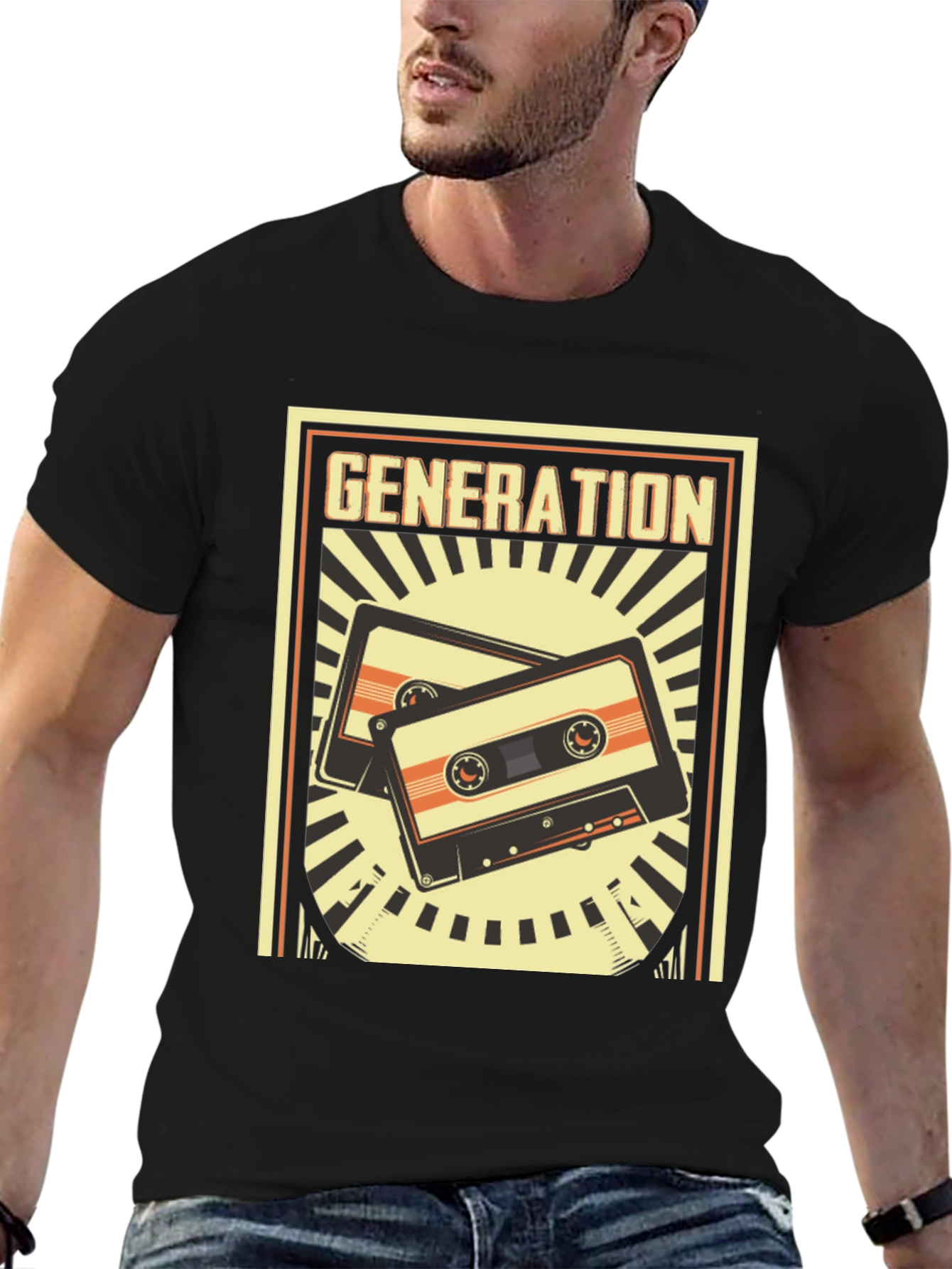 Black Retro Generation Cassette Tape Graphic Tee view 6