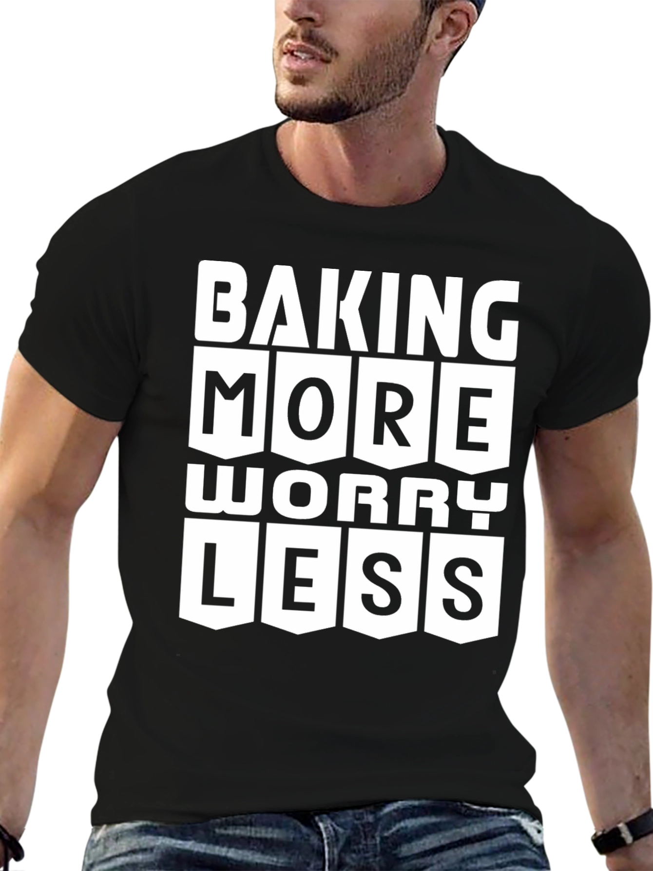 Black Baking More Worry Less Graphic Tee view 6