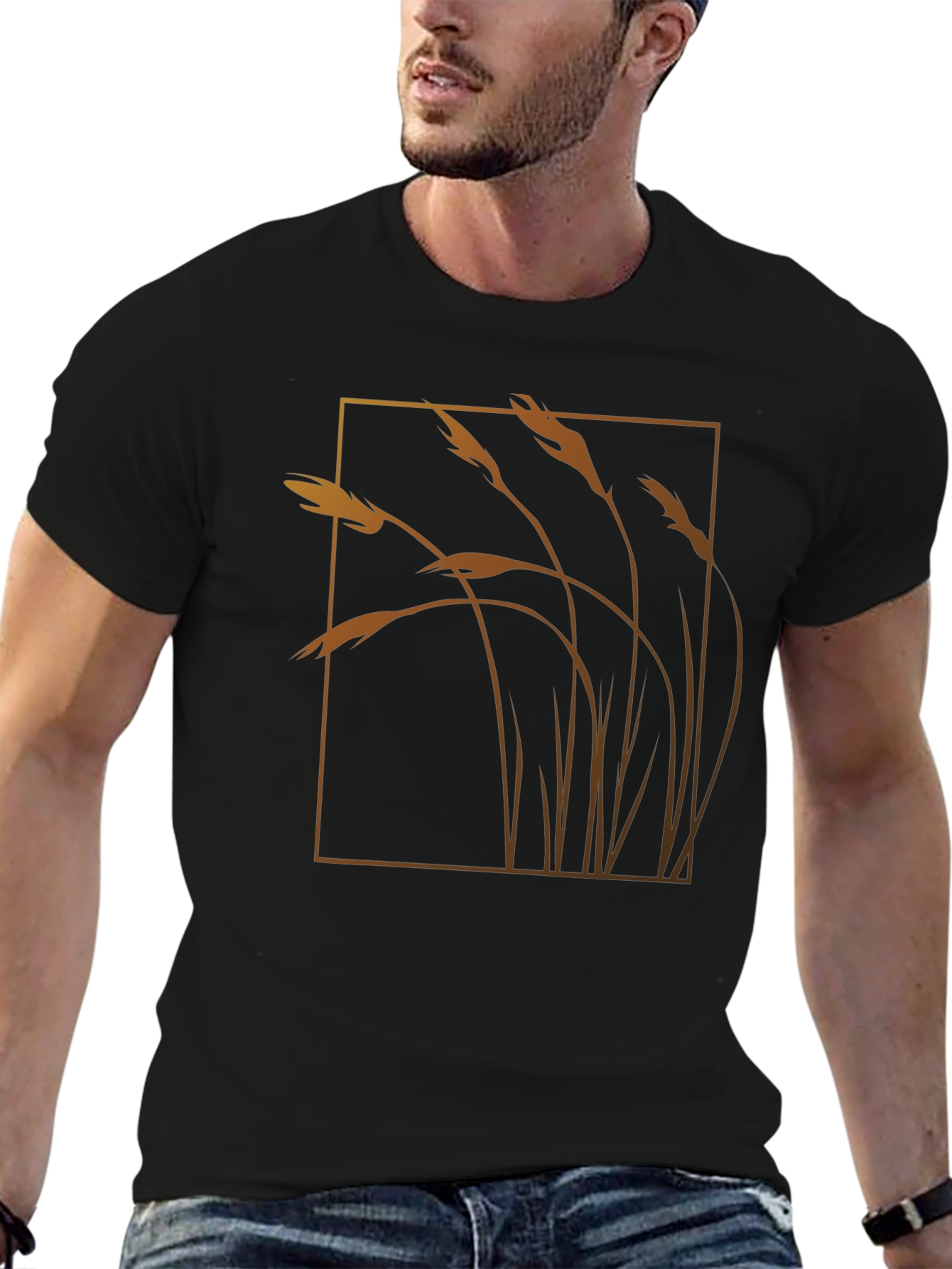 Black Wheat Field Graphic Tee - Black Cotton Blend view 6