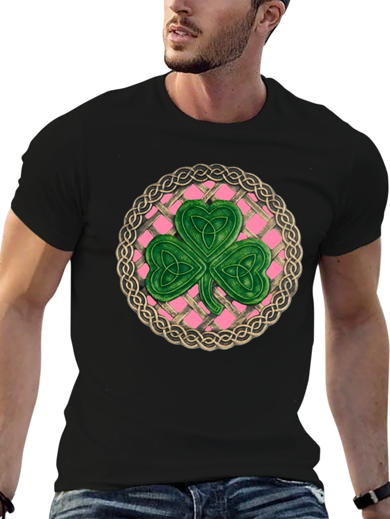 Black Celtic Knot Shamrock T-Shirt - St. Patrick's Day view 6