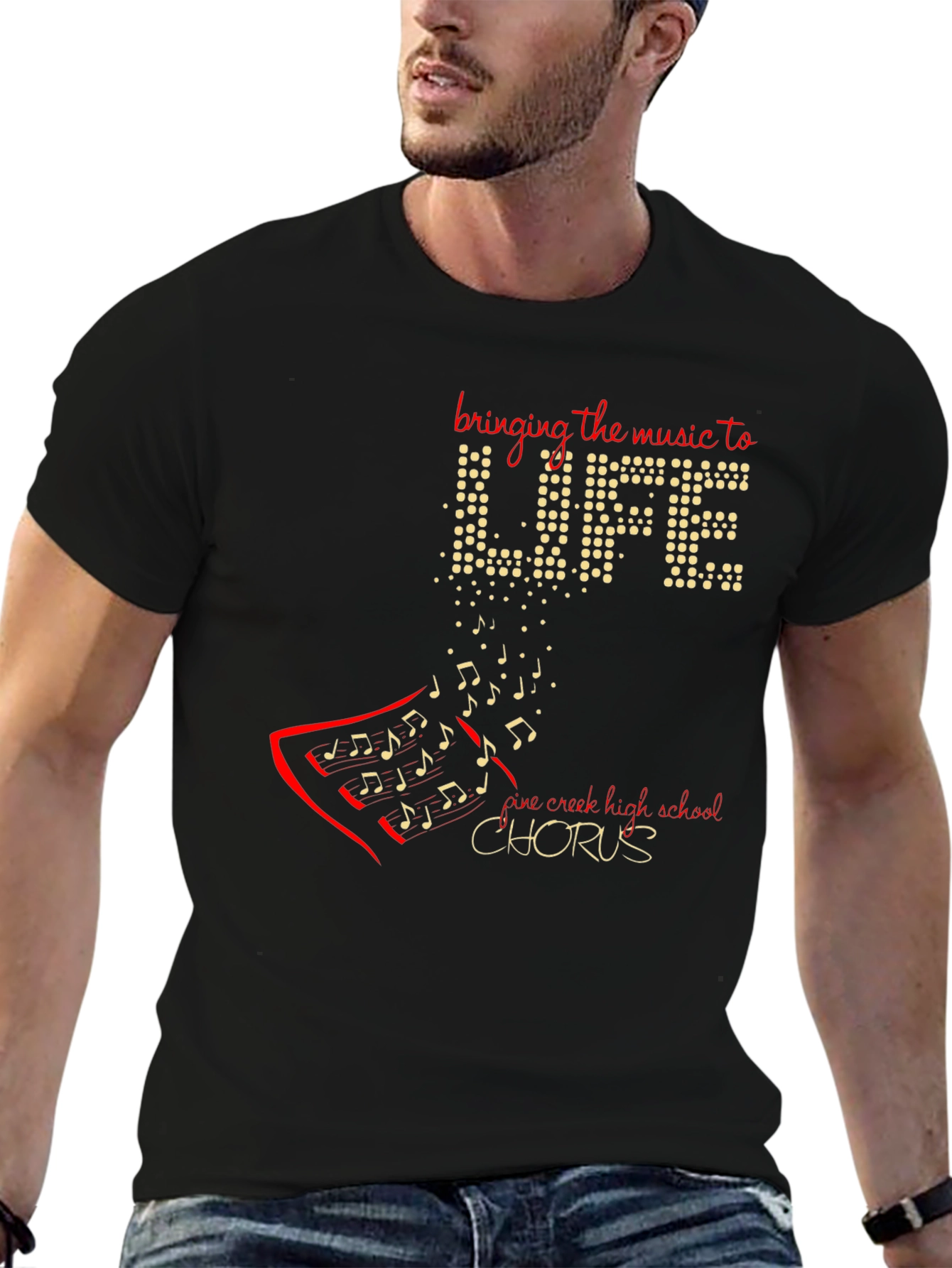Black Bring The Music To Life Chorus T-Shirt view 6