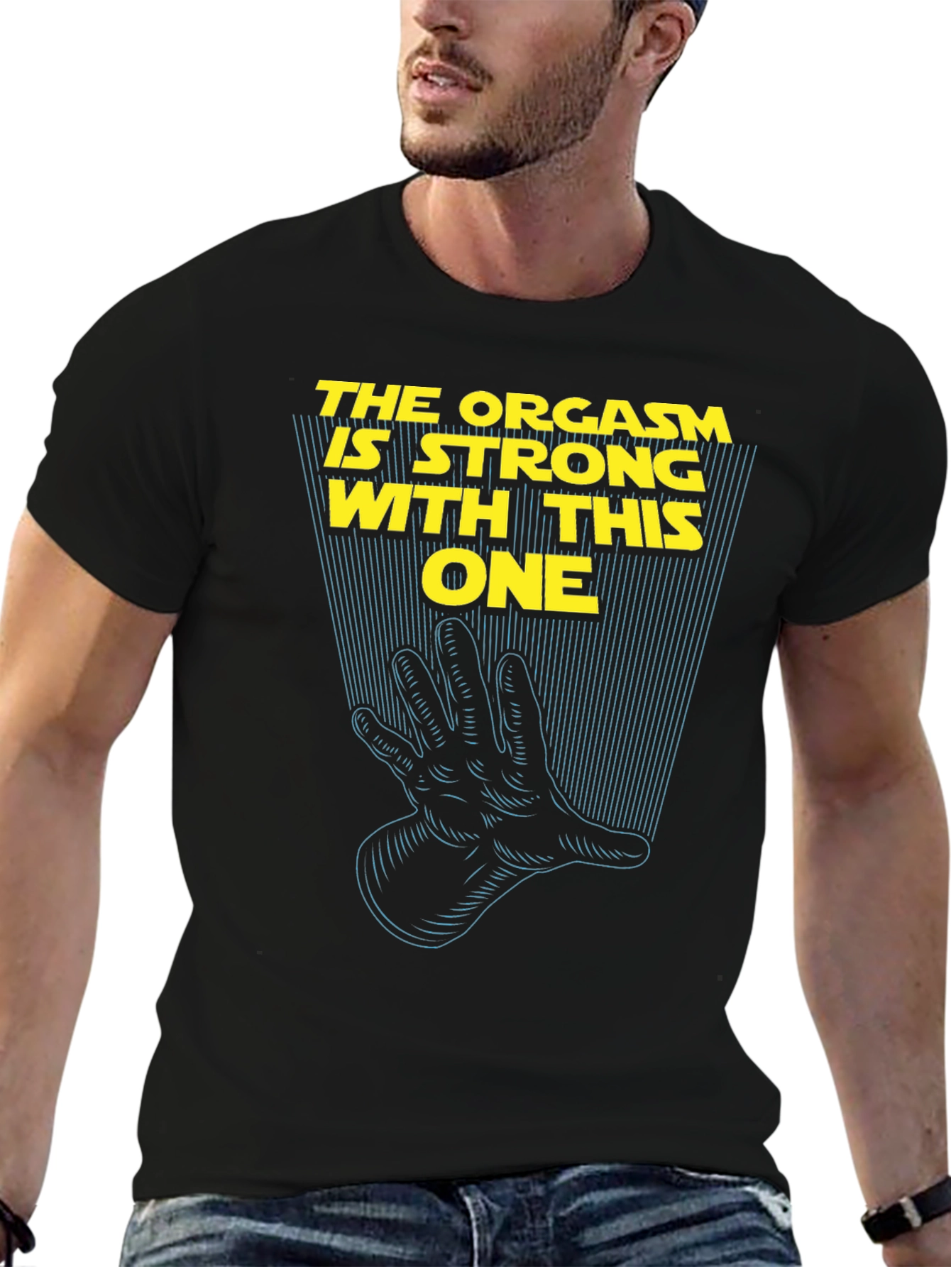 Black Humorous Tee: The Orgasm Is Strong With This One view 6