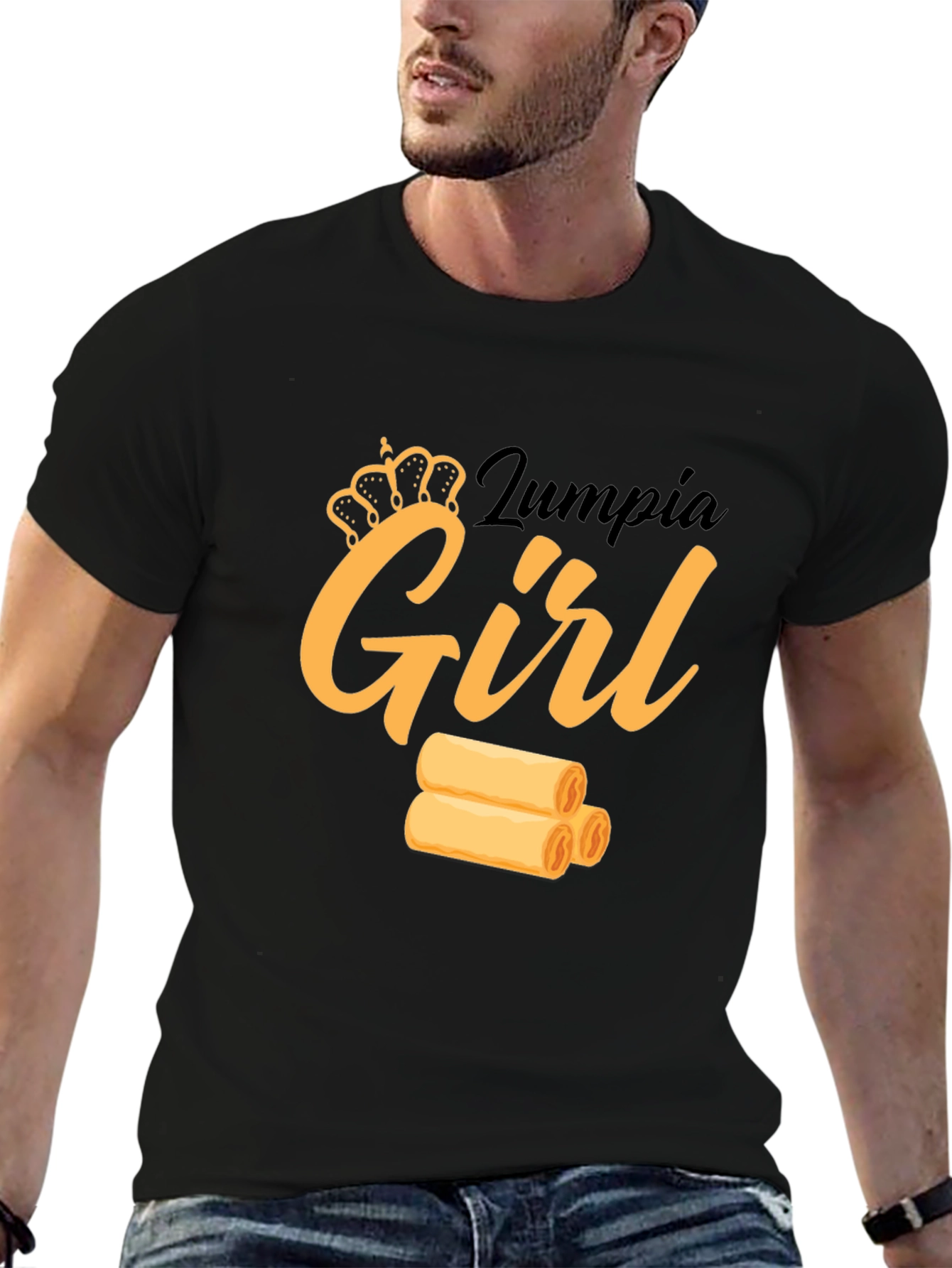 Black Lumpia Girl T-Shirt - Foodie Tee view 6