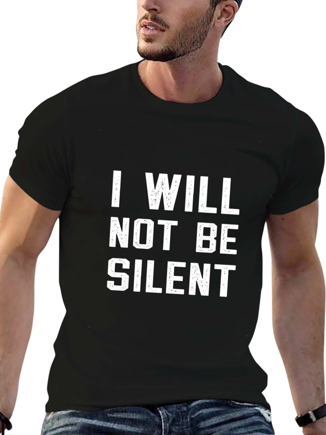 Black I Will Not Be Silent Graphic T-Shirt view 6