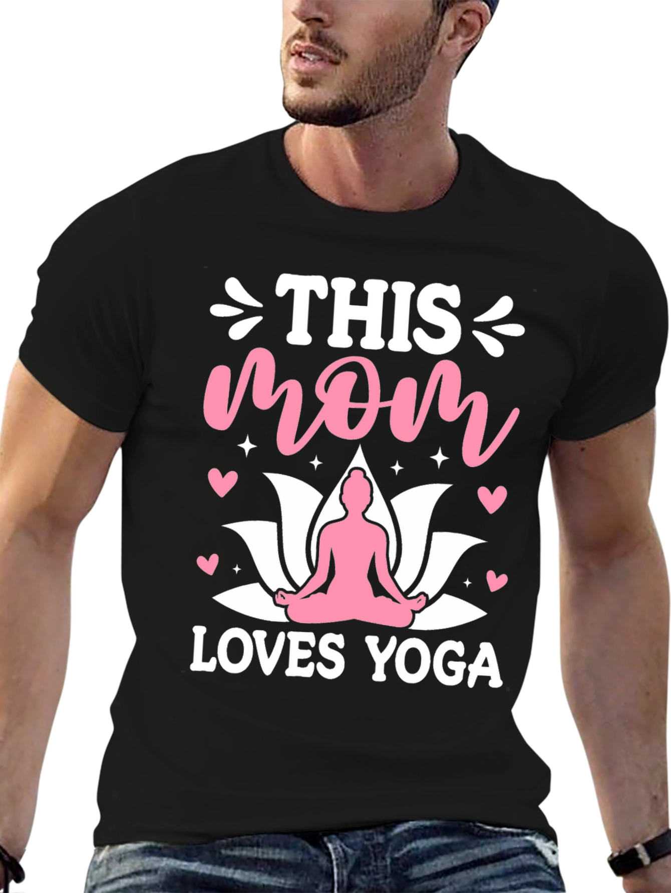Black This Mom Loves Yoga T-Shirt - Comfortable & Stylish view 6