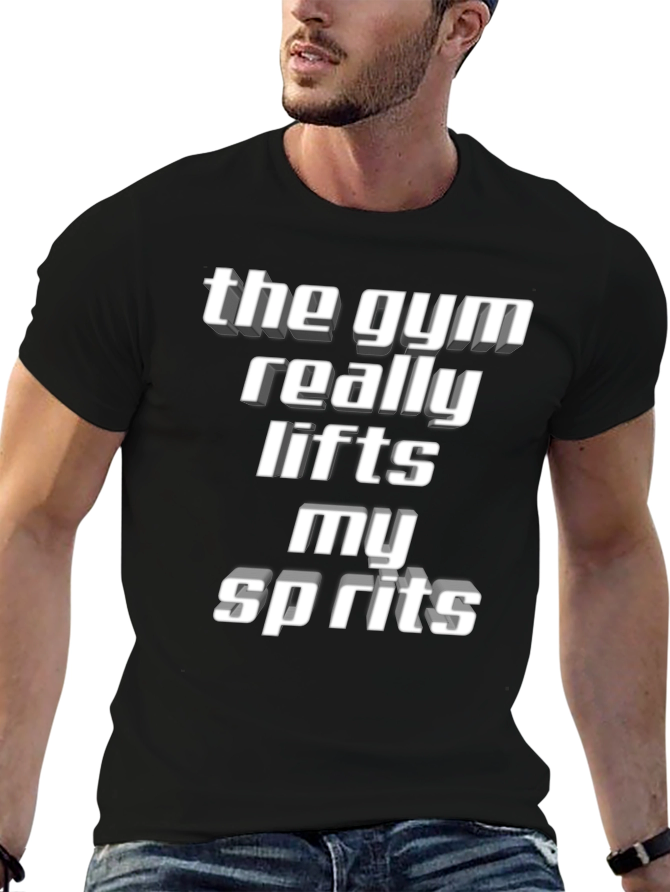 Black Gym Lifts Spirits T-Shirt - Motivation Tee view 6