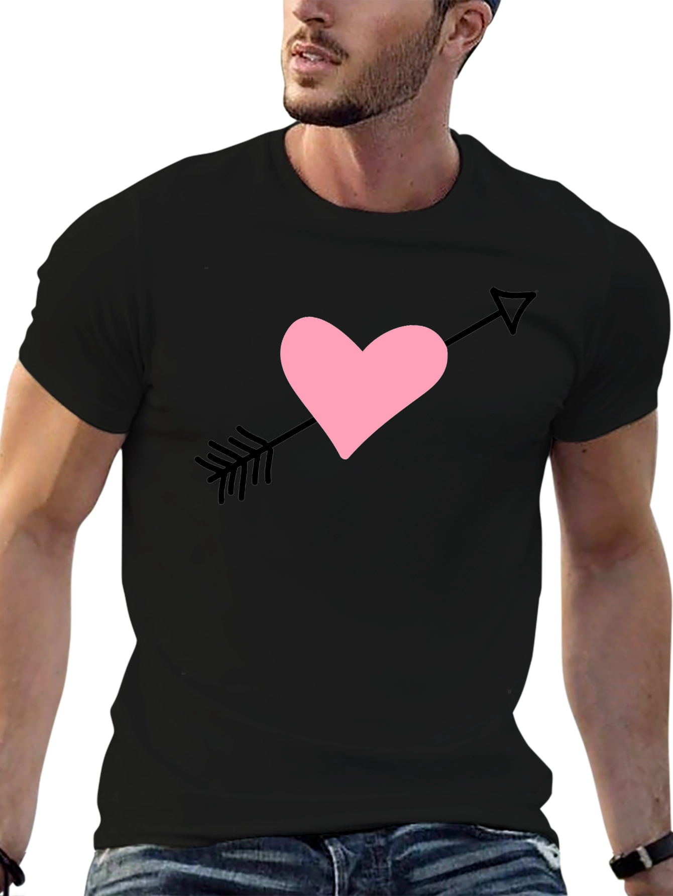 Black Heart Arrow Graphic Tee - Men's Black T-Shirt view 6