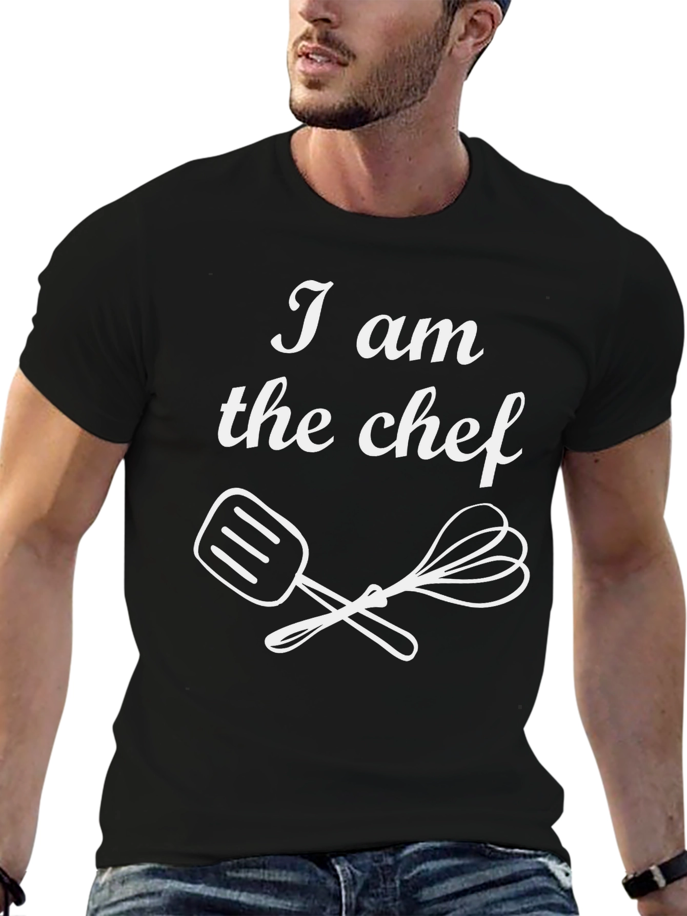 Black I am the Chef T-Shirt - Funny Cooking Tee view 6