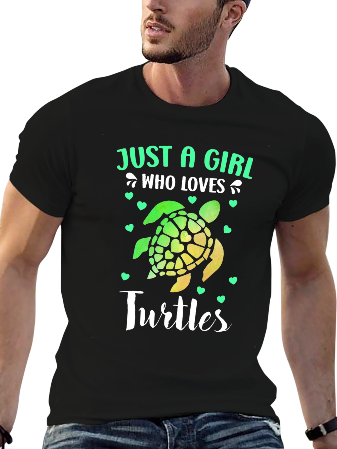 Black Just A Girl Who Loves Turtles T-Shirt view 6
