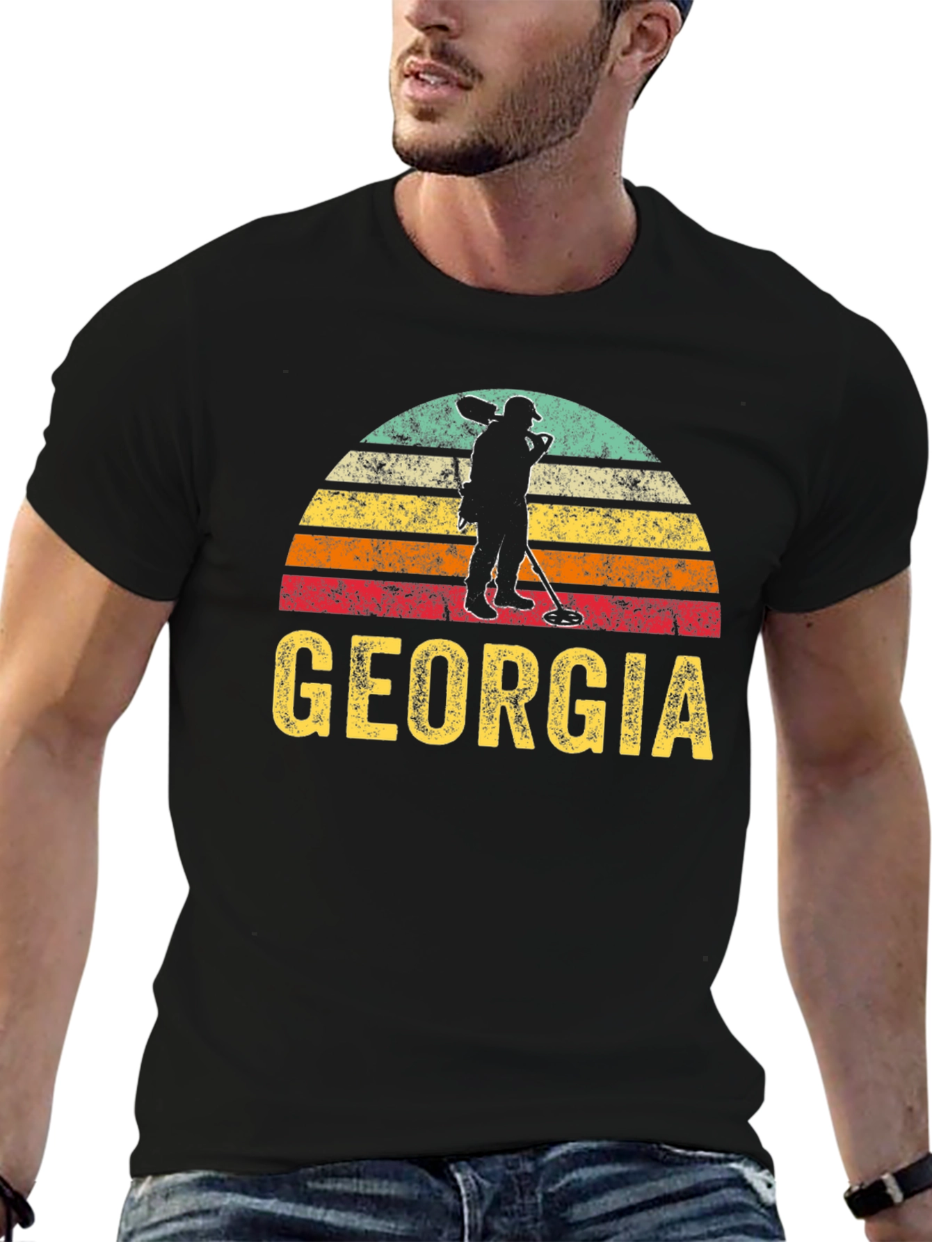 Black Georgia Vintage Metal Detecting T-Shirt view 6