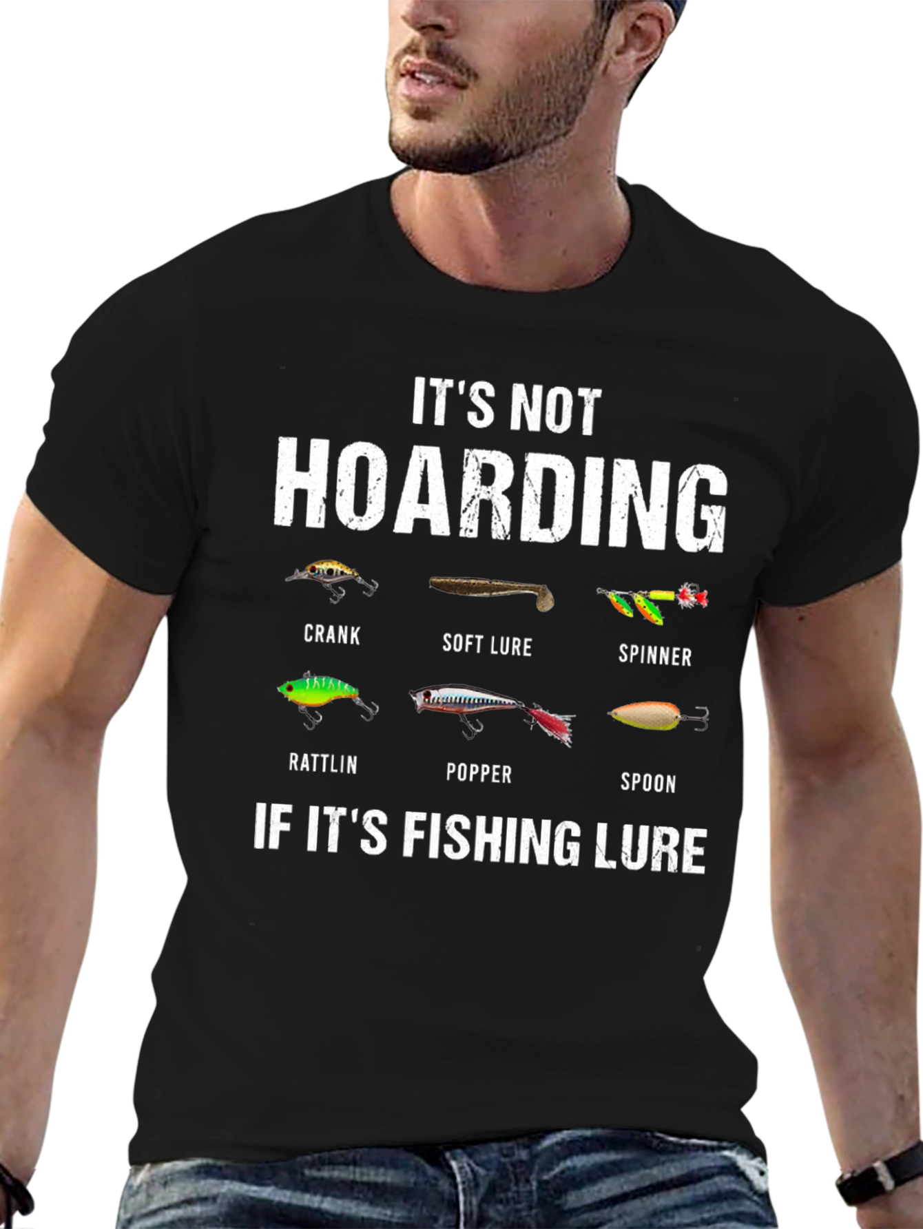 Black Fishing Lure T-Shirt - It's Not Hoarding view 6