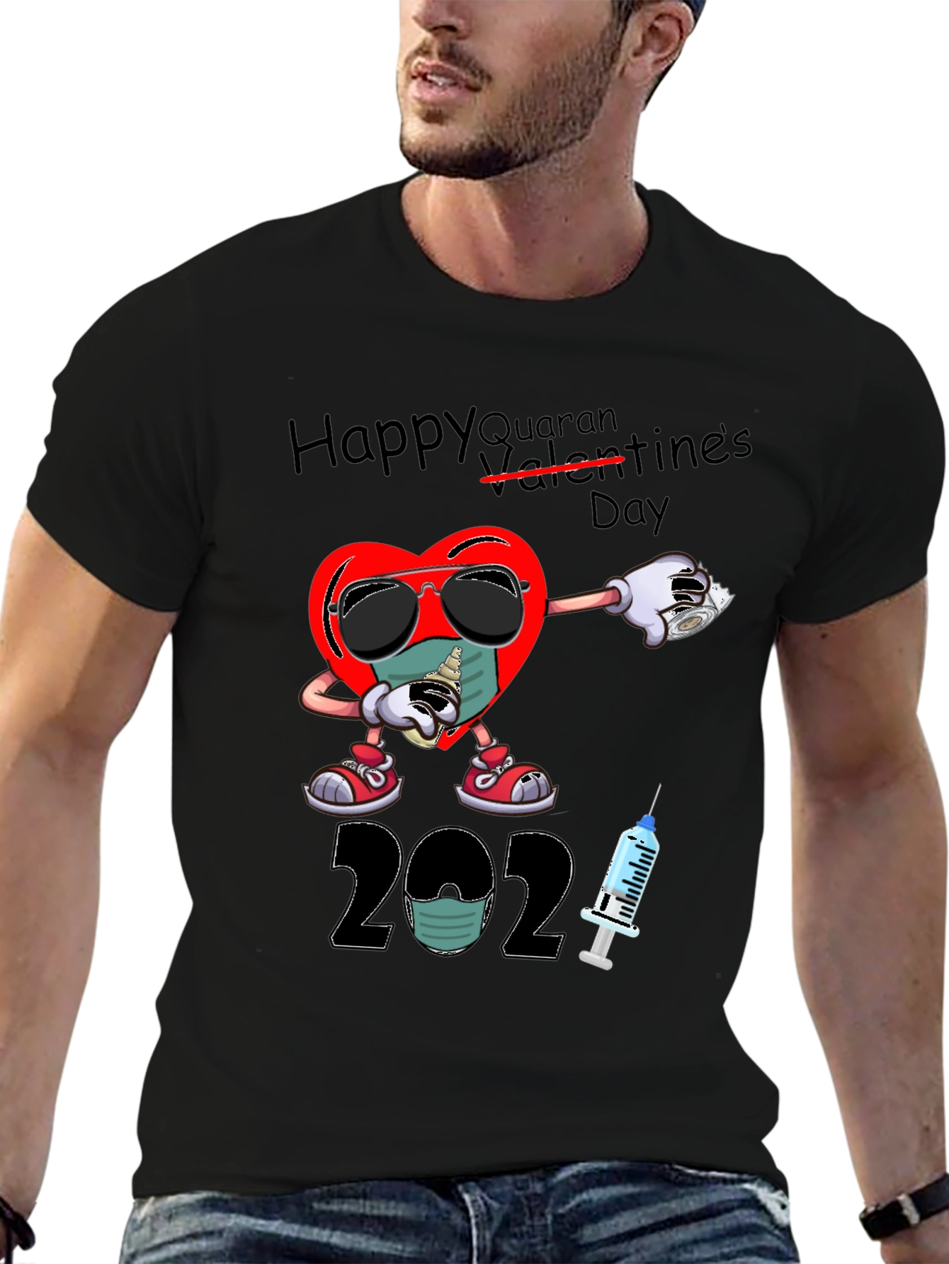 Black Happy Quarantines Day 2021 T-Shirt view 6
