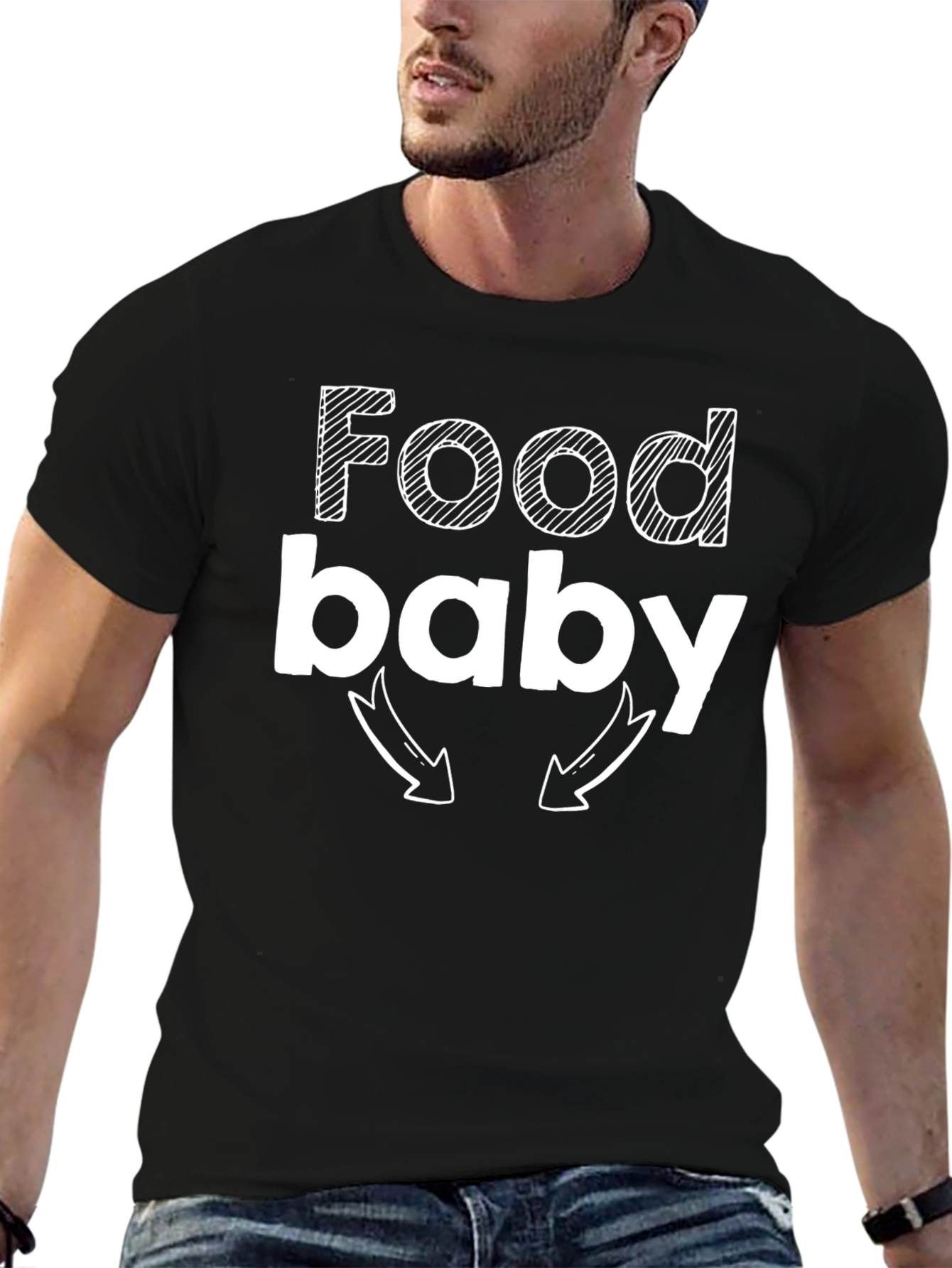 Black Food Baby T-Shirt - Funny Pregnancy Announcement Tee view 6