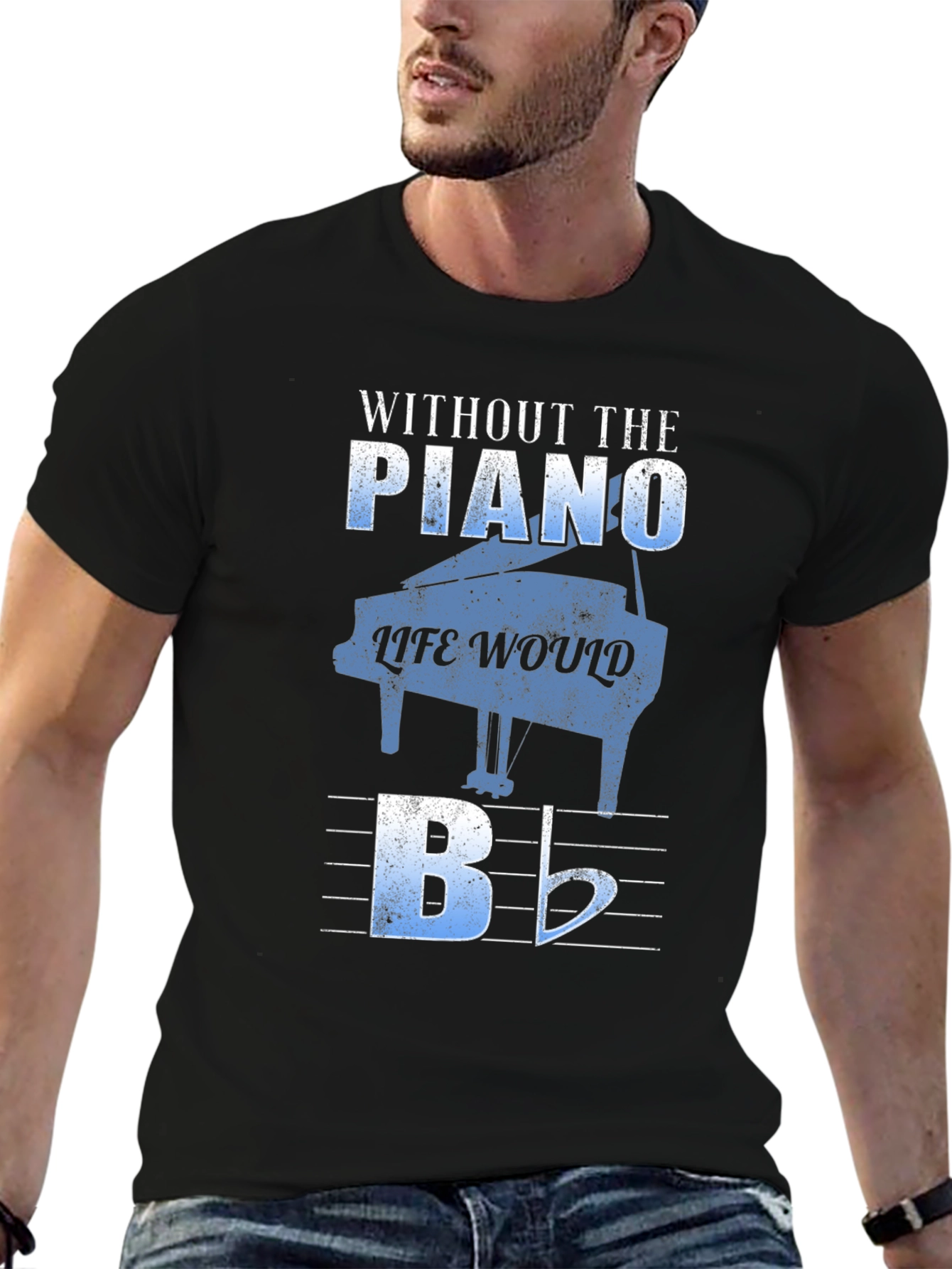 Black Piano Music Lover T-Shirt view 6