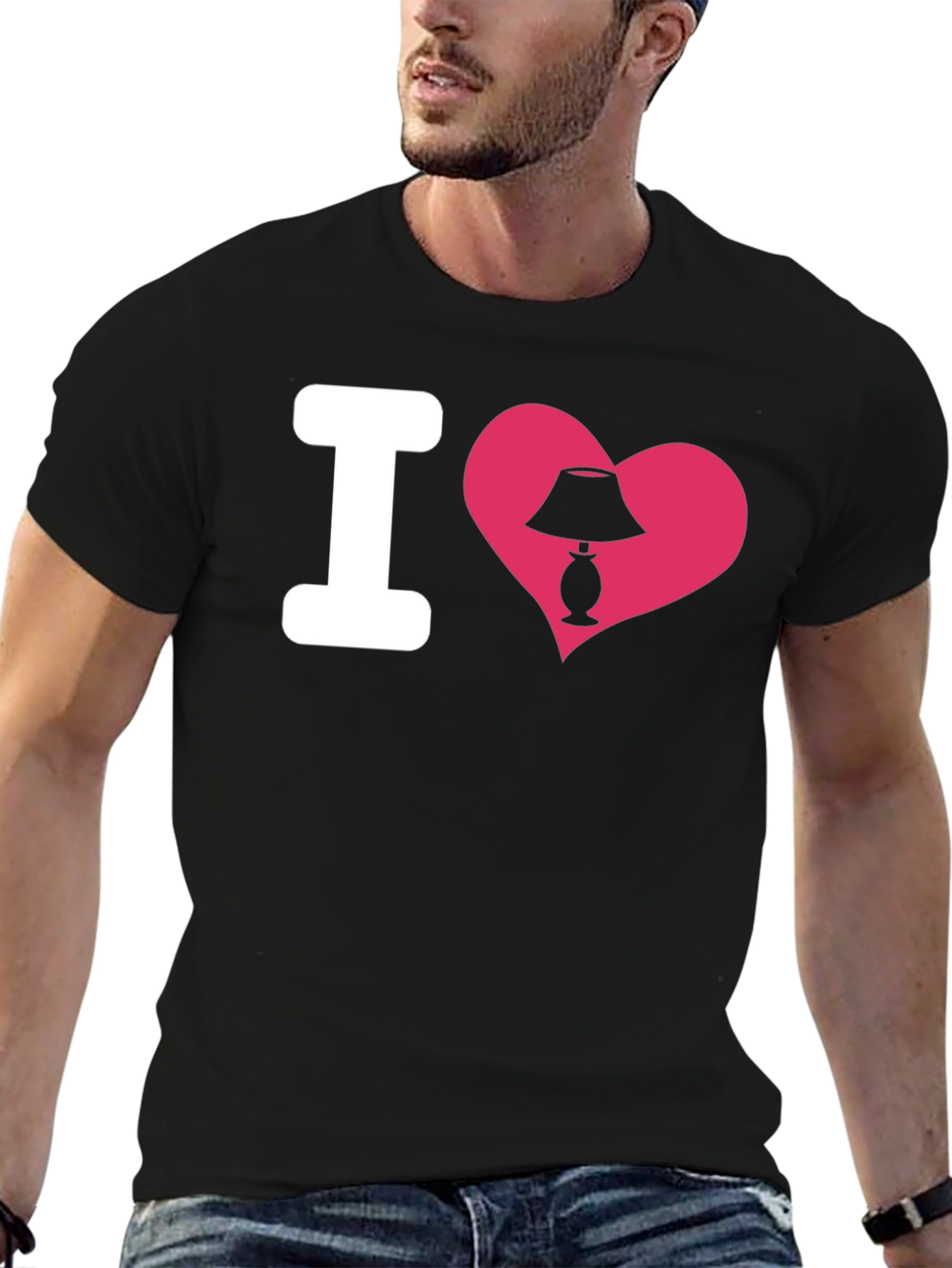 Black I Heart Lamp T-Shirt - Novelty Graphic Tee view 6