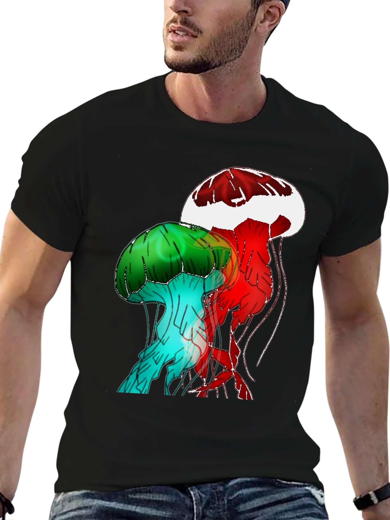 Black Jellyfish Graphic Black T-Shirt view 6