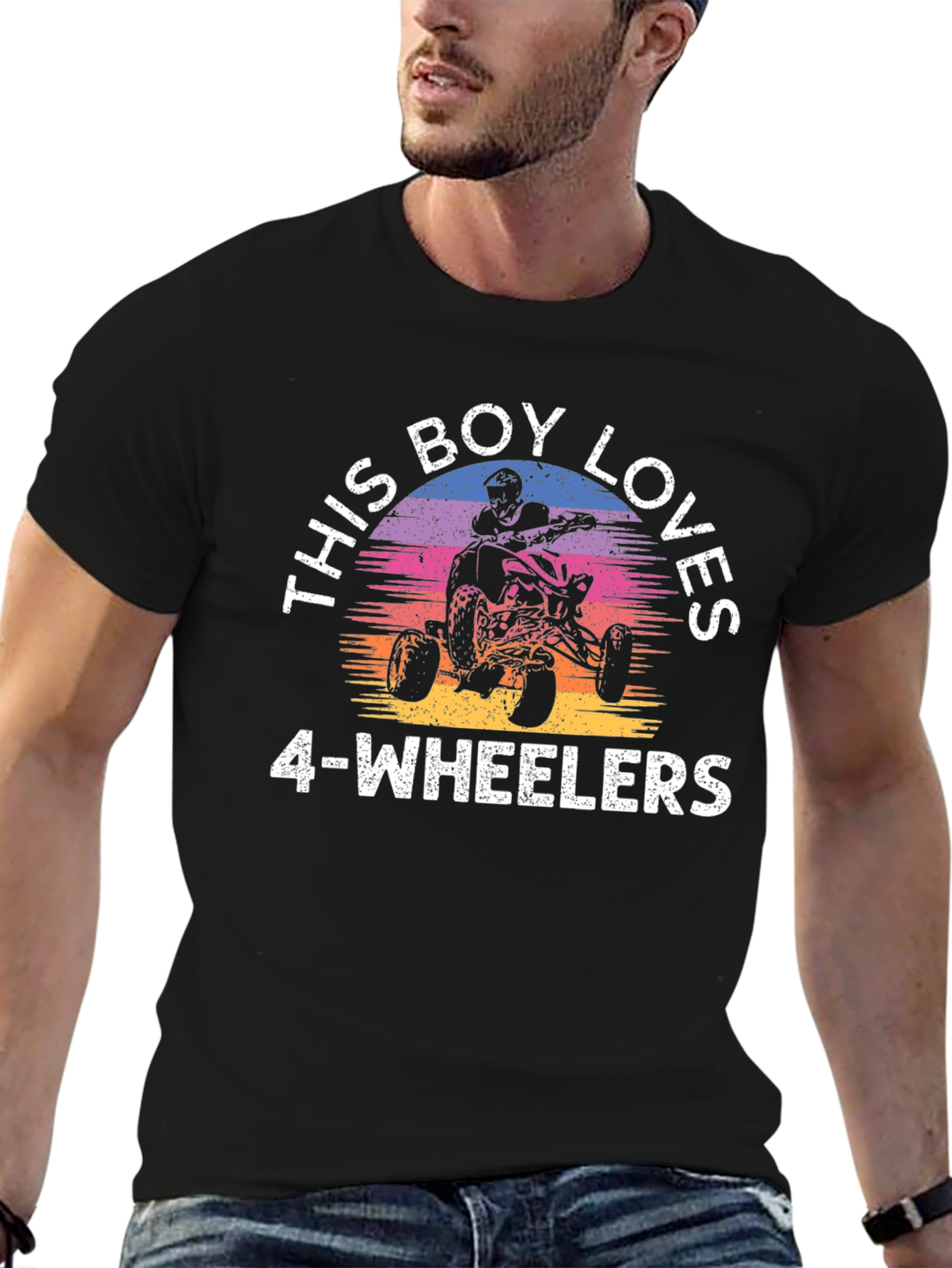 Black Boy Loves 4-Wheelers T-Shirt, Black ATV Rider Tee view 6