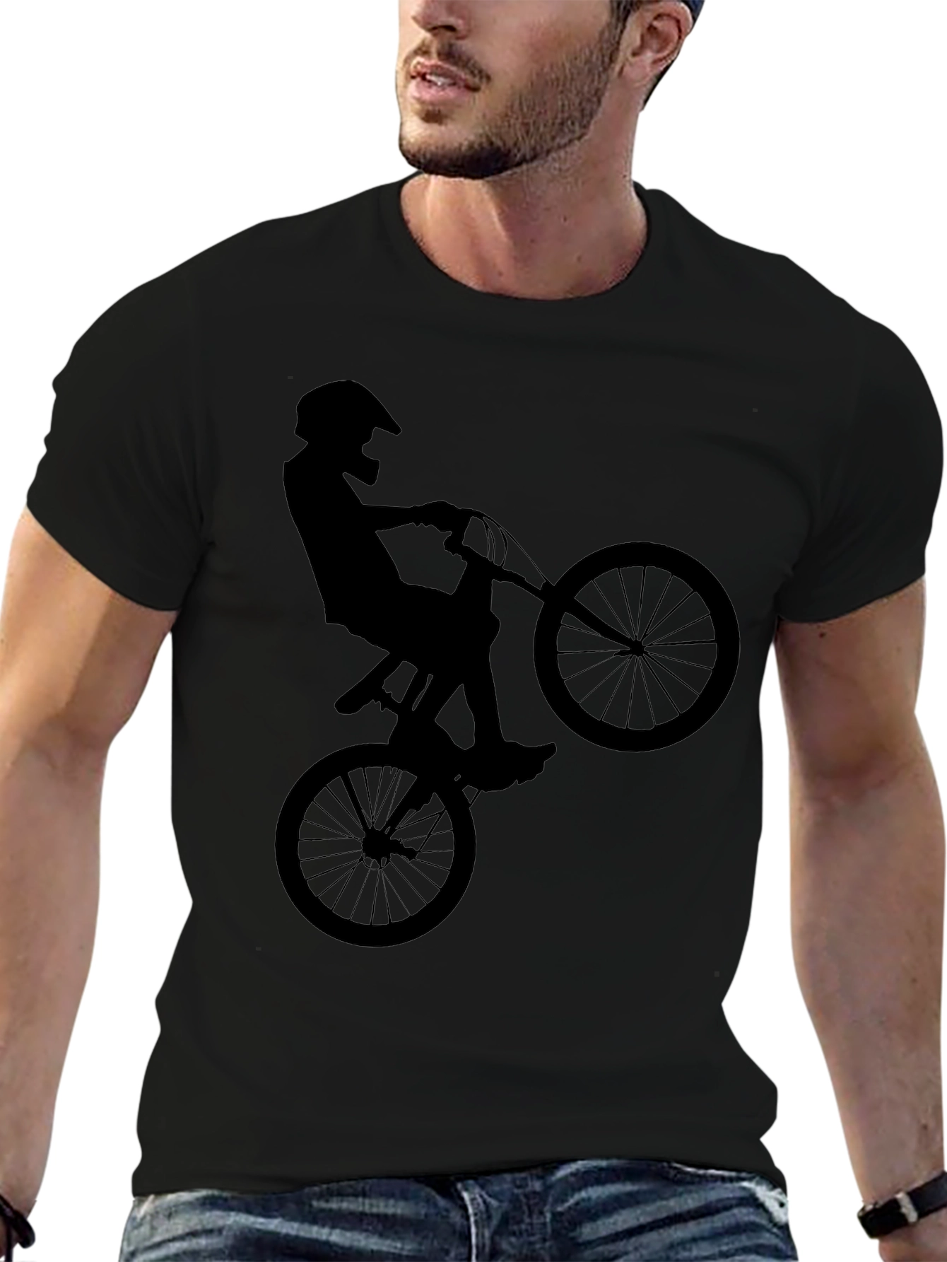 BMX Rider Silhouette Graphic Tee - Black - 6
