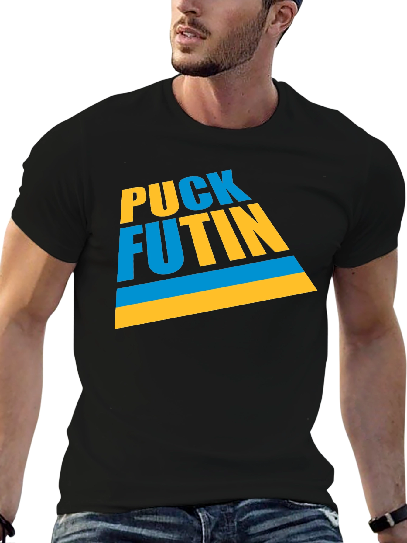 Black Puck Futin Graphic T-Shirt - Black Crew Neck view 6