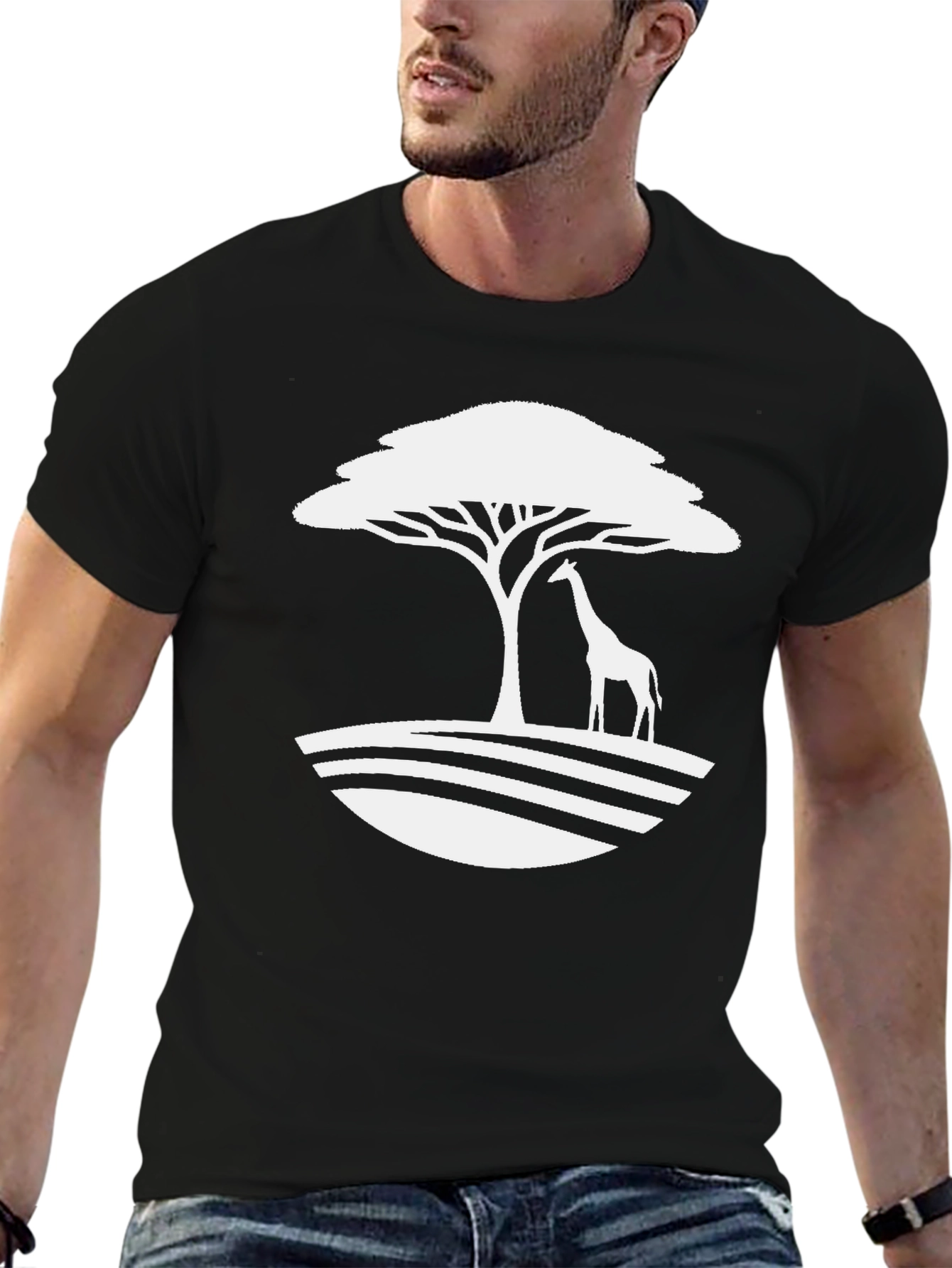 Black Giraffe Tree Graphic Tee - Safari Style view 6