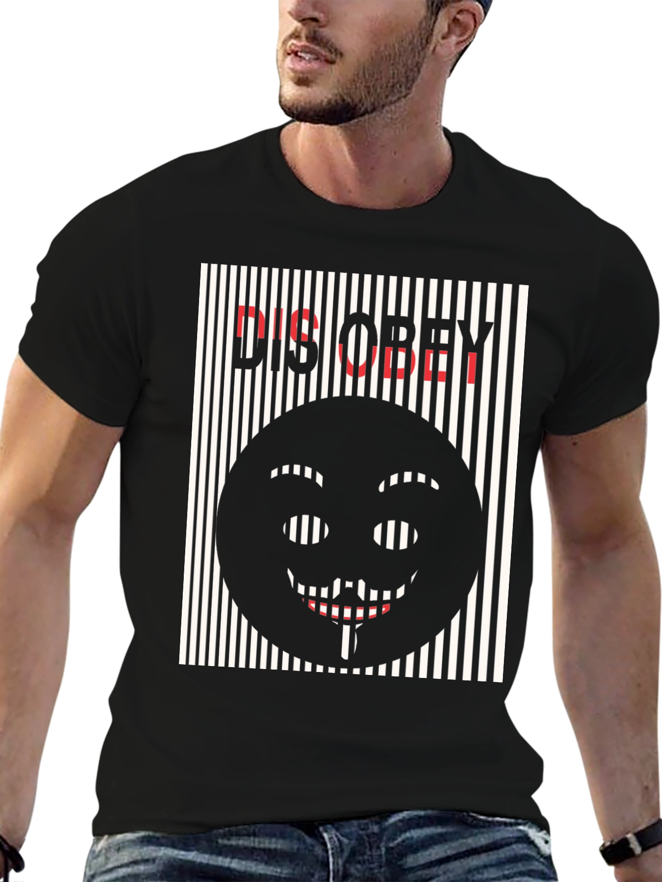 Black Disobey Graphic Tee - Black Cotton T-Shirt view 6