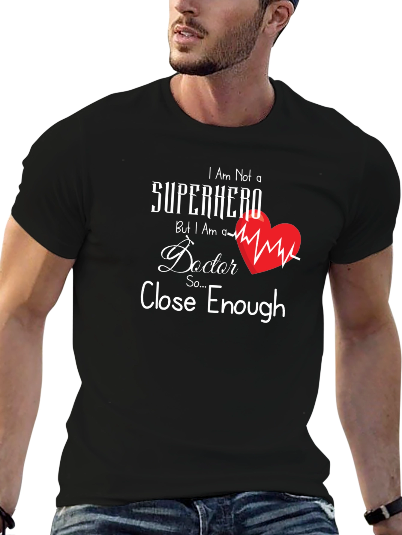 Black Doctor Hero T-Shirt - Close Enough! view 6