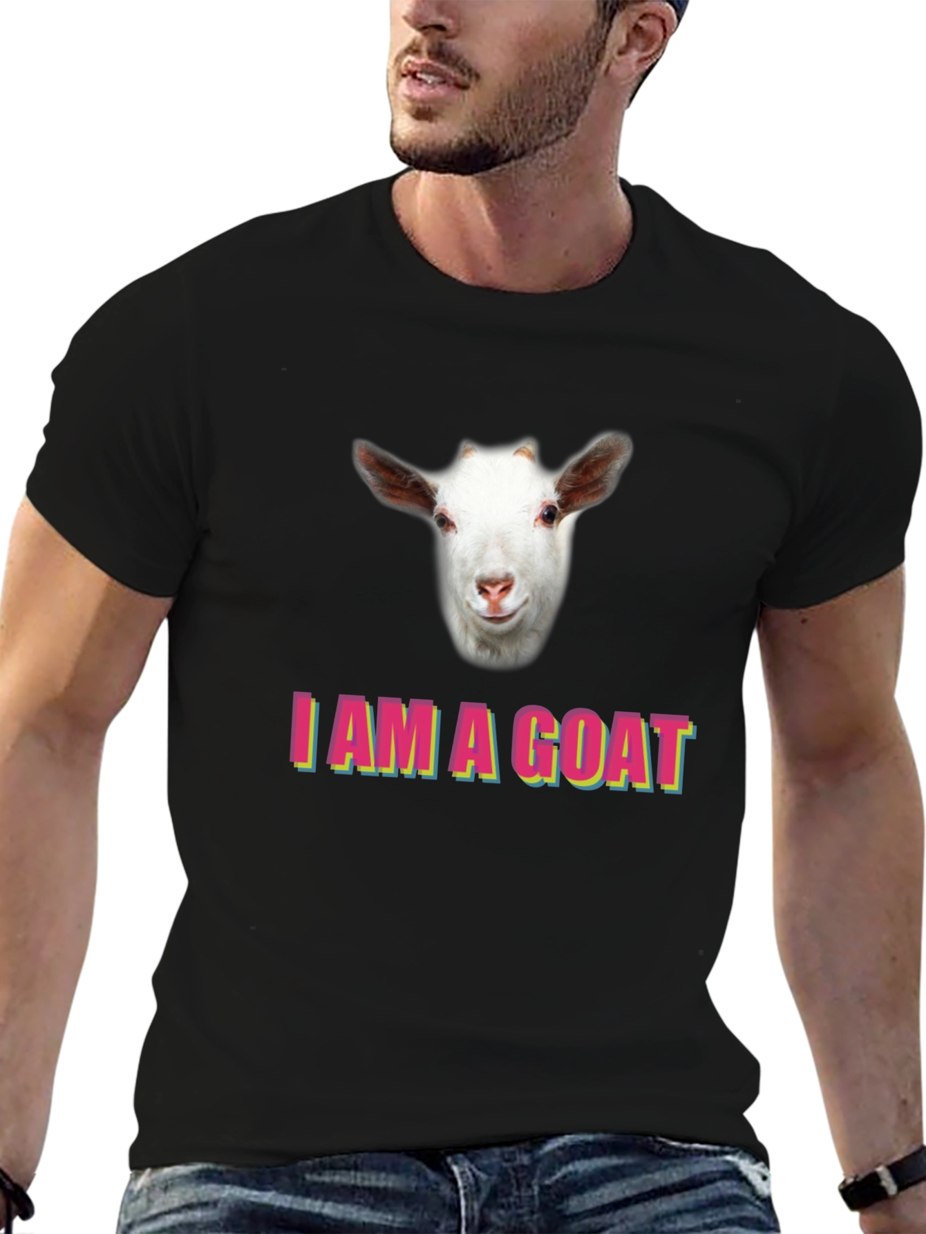 Black I am a Goat T-Shirt, Funny Animal Tee view 6