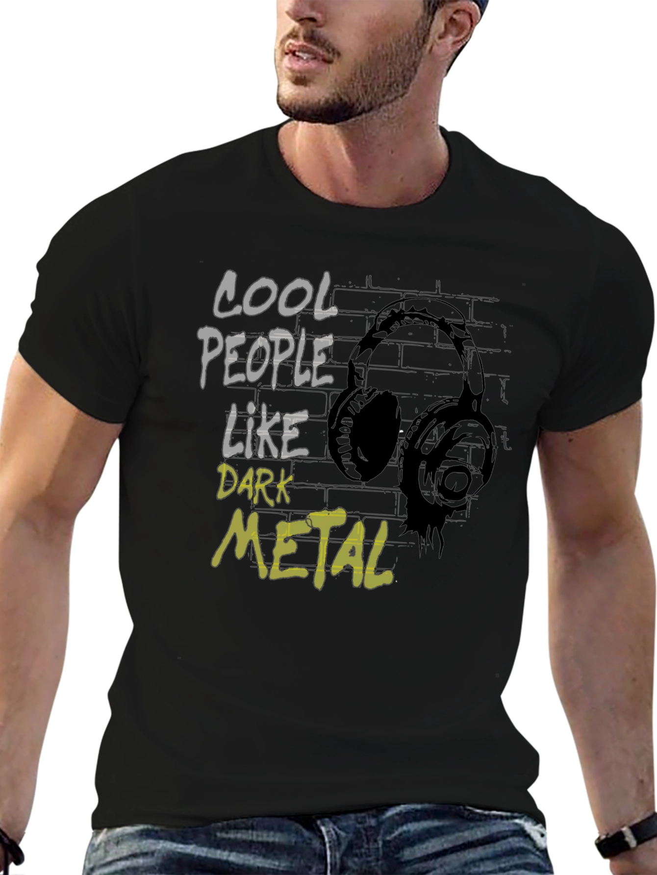 Black Cool People Like Dark Metal Graphic T-Shirt view 6