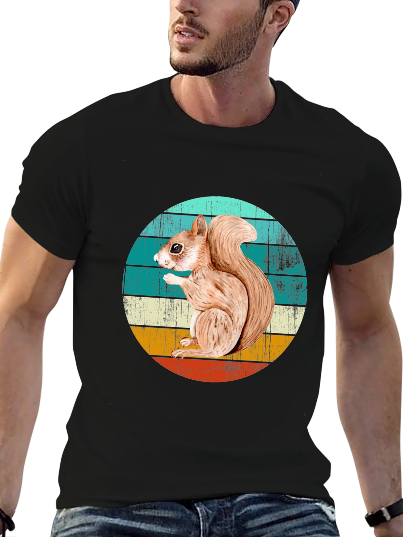 Black Squirrel Graphic T-Shirt - Retro Style view 6