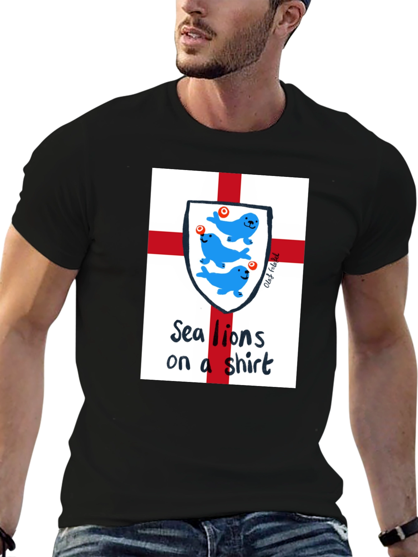 Black Sea Lions on a Shirt - Fun Graphic Tee view 6