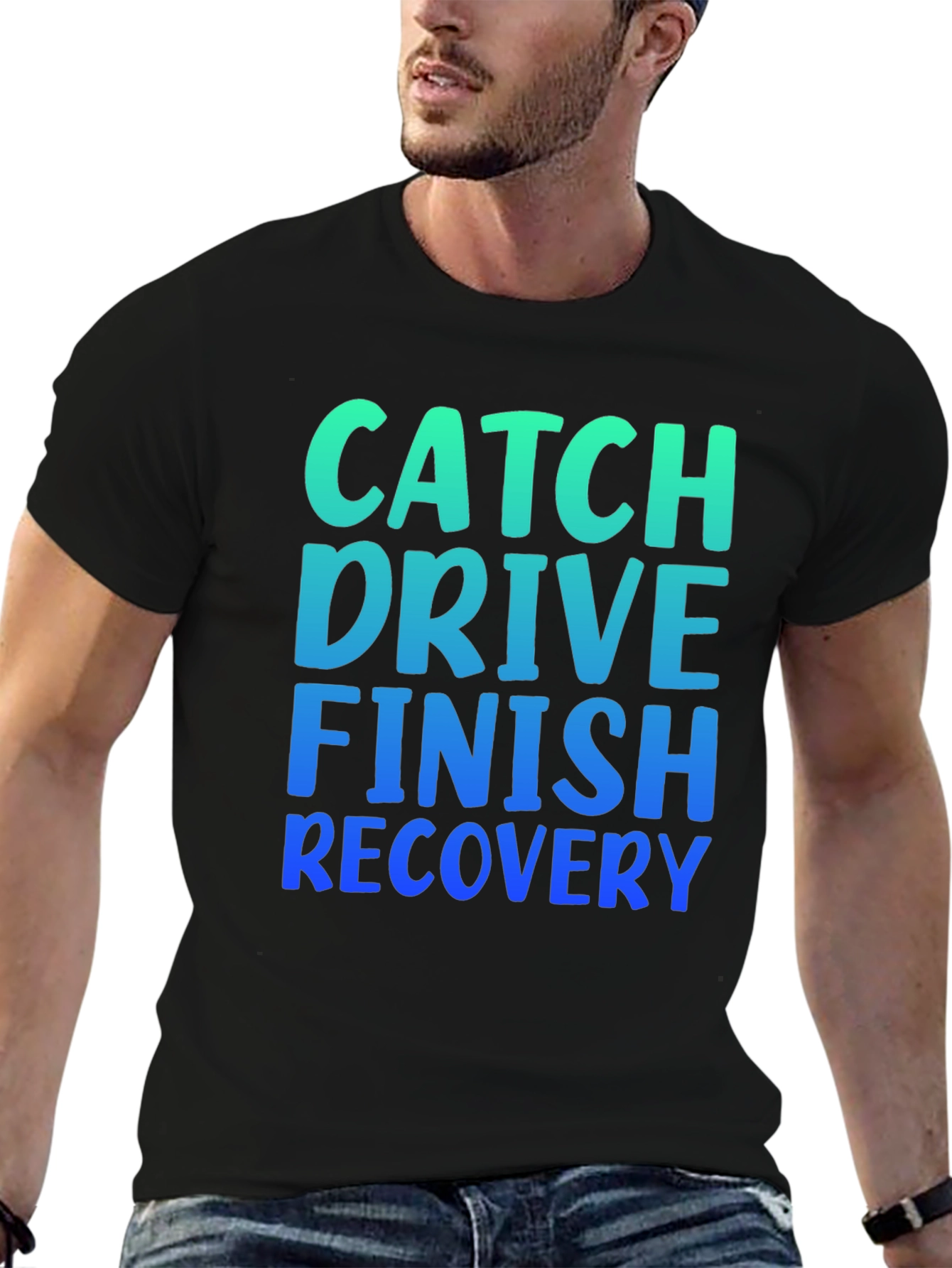 Black Catch Drive Finish Recovery Graphic Tee view 6