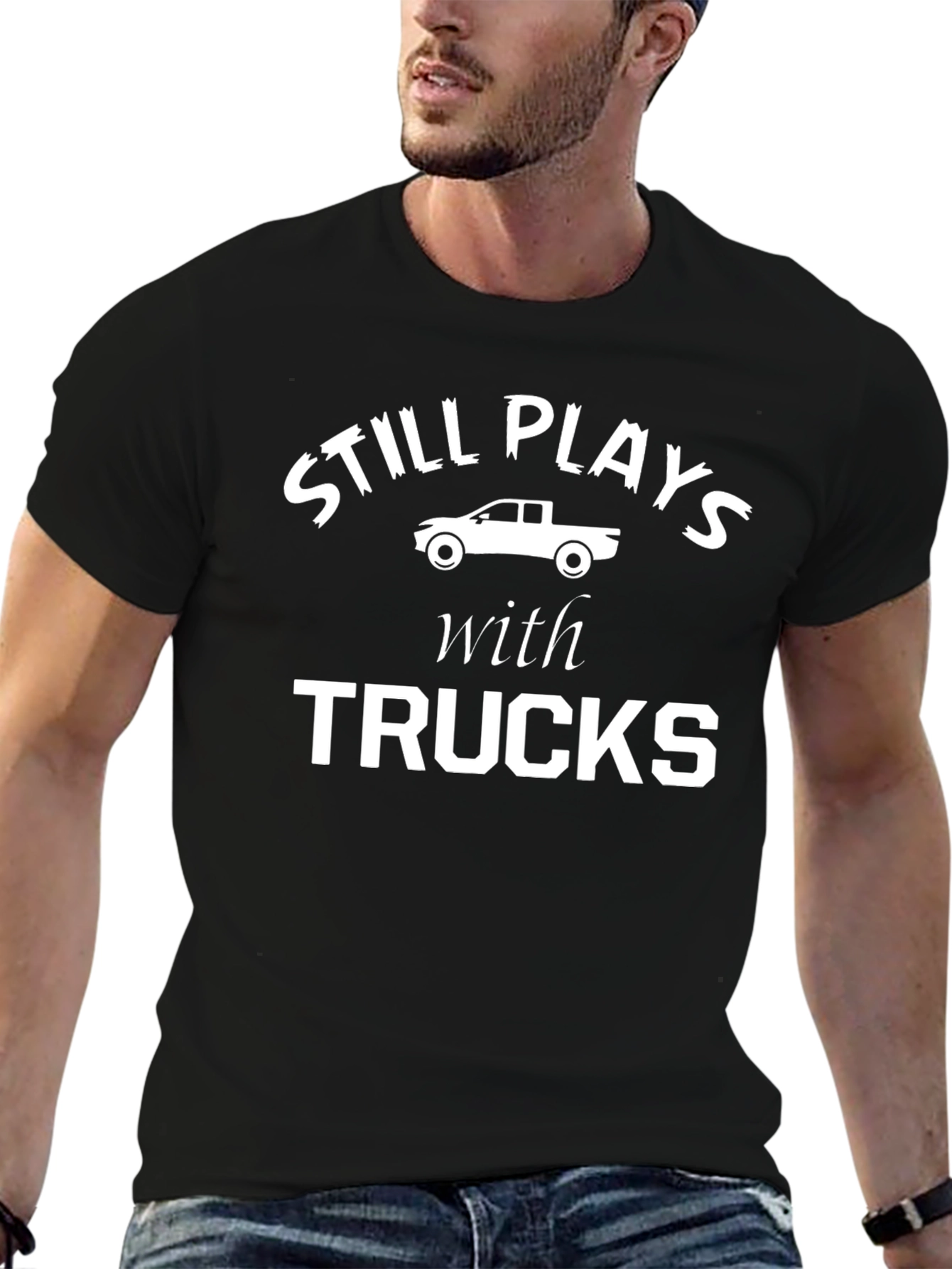 Black Still Plays with Trucks Graphic Tee view 6
