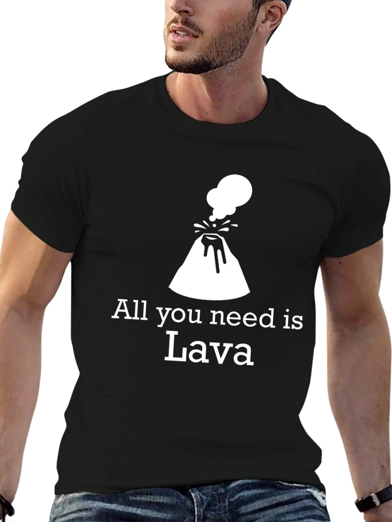 Black All You Need Is Lava T-Shirt - Funny Volcano Tee view 6