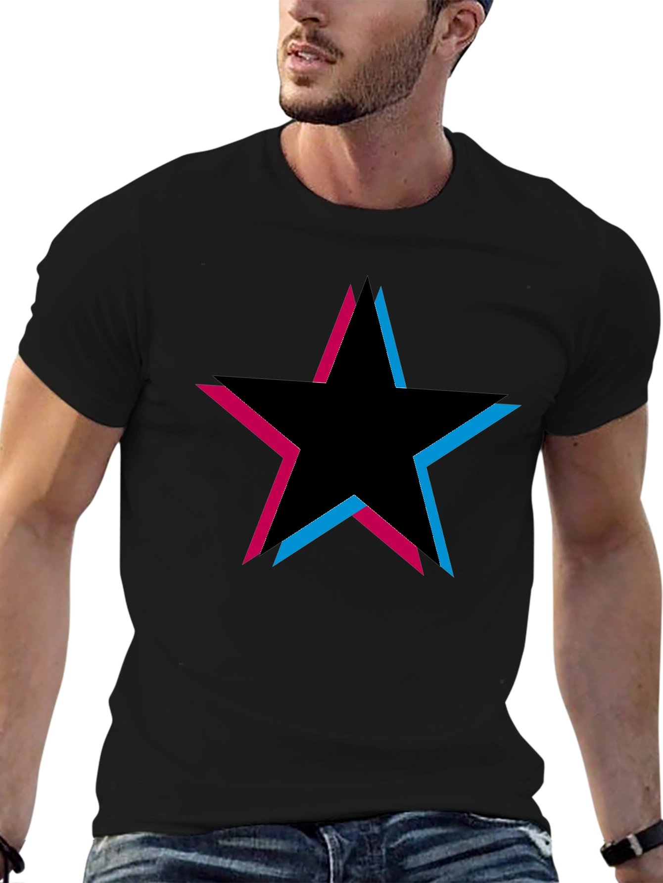 Black Star Graphic T-Shirt - Black Cotton Tee view 6